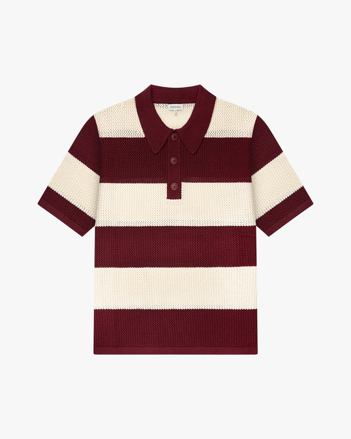 Cabris Knitted Polo | Burgundy/Ecru