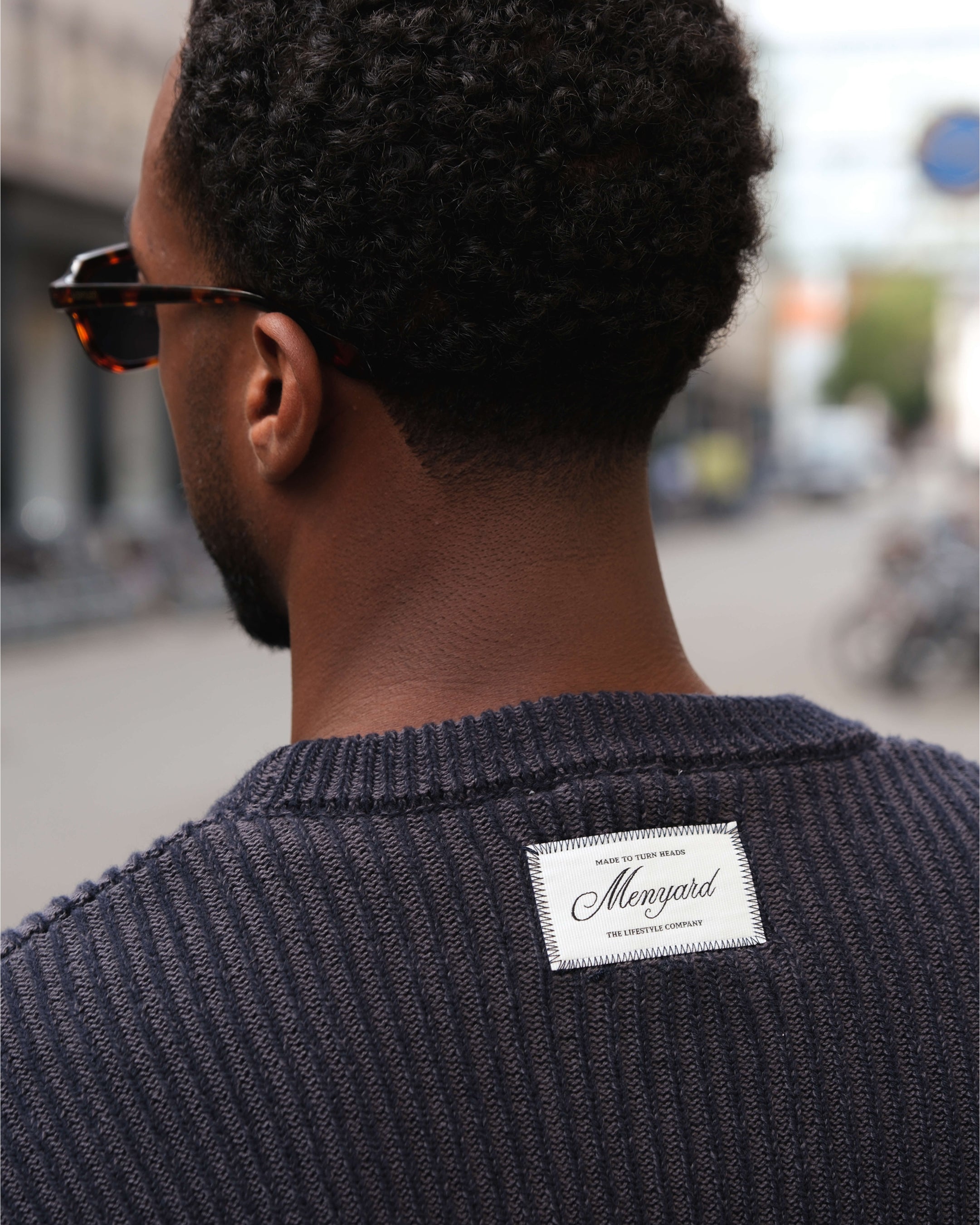 Lima Knitted Cotton Sweater - Black/Grey | Menyard ®