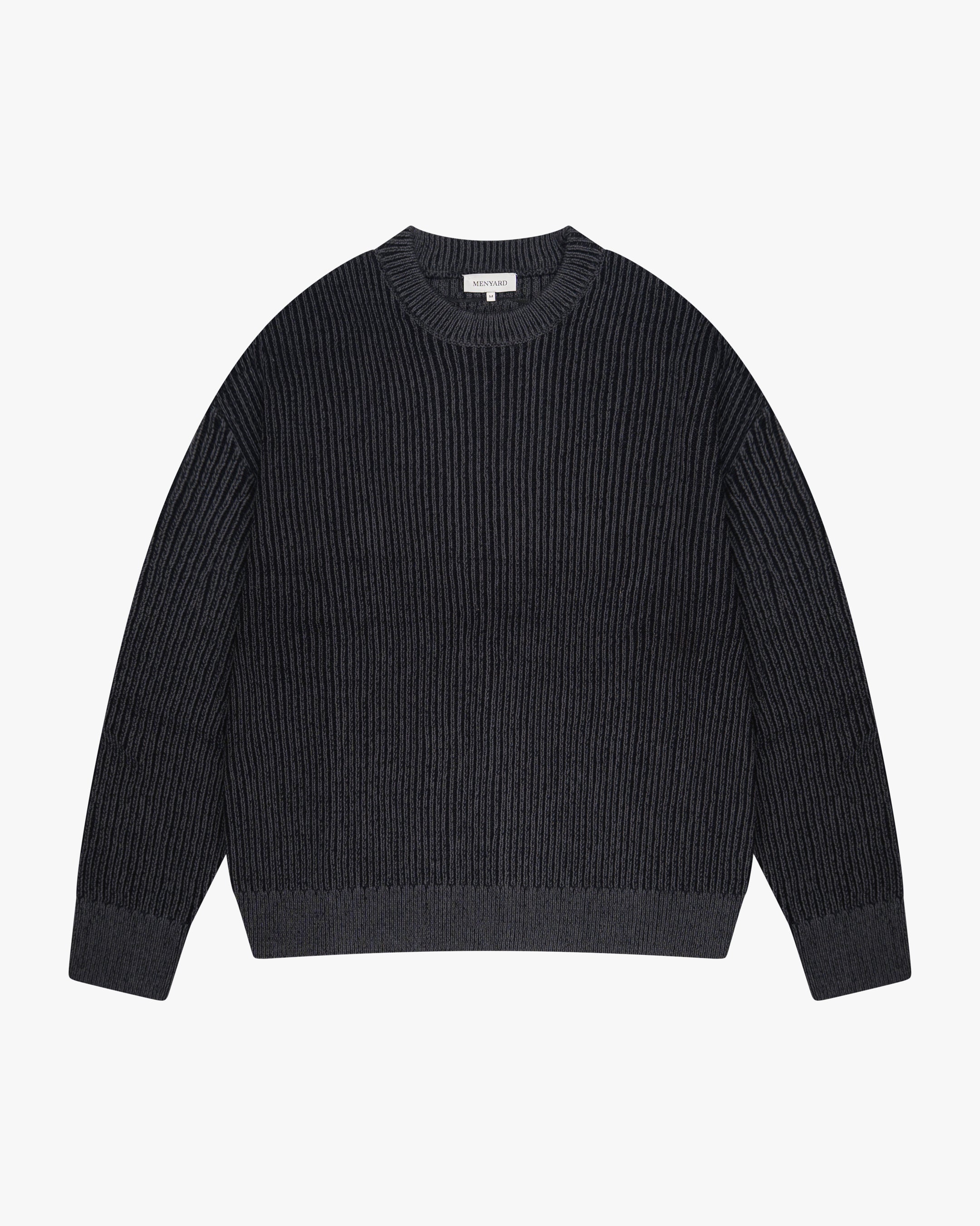 Lima Knitted Cotton Sweater - Black/Grey | Menyard ®