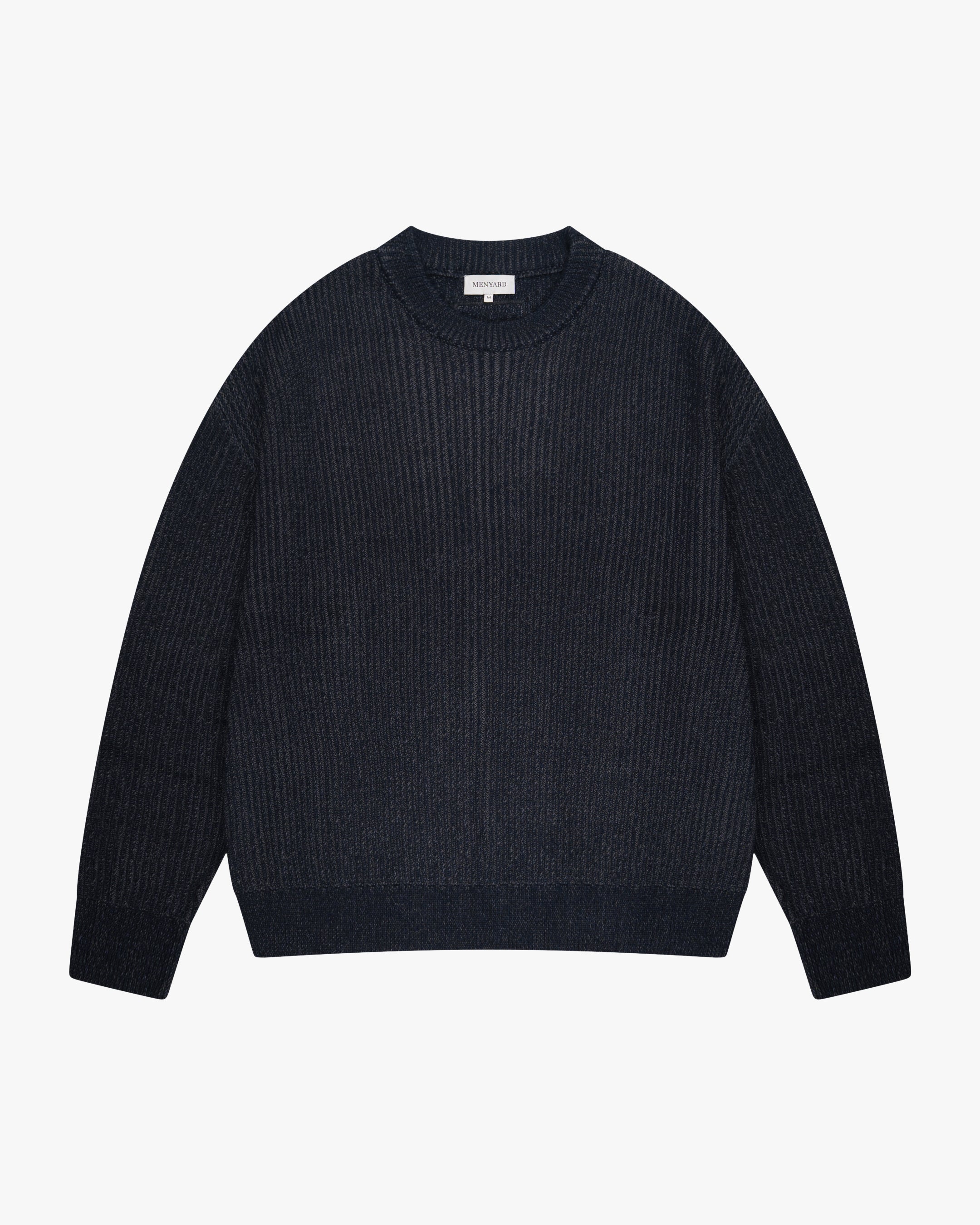 Lima Knitted Cotton Sweater - Navy/Grey | Menyard ®