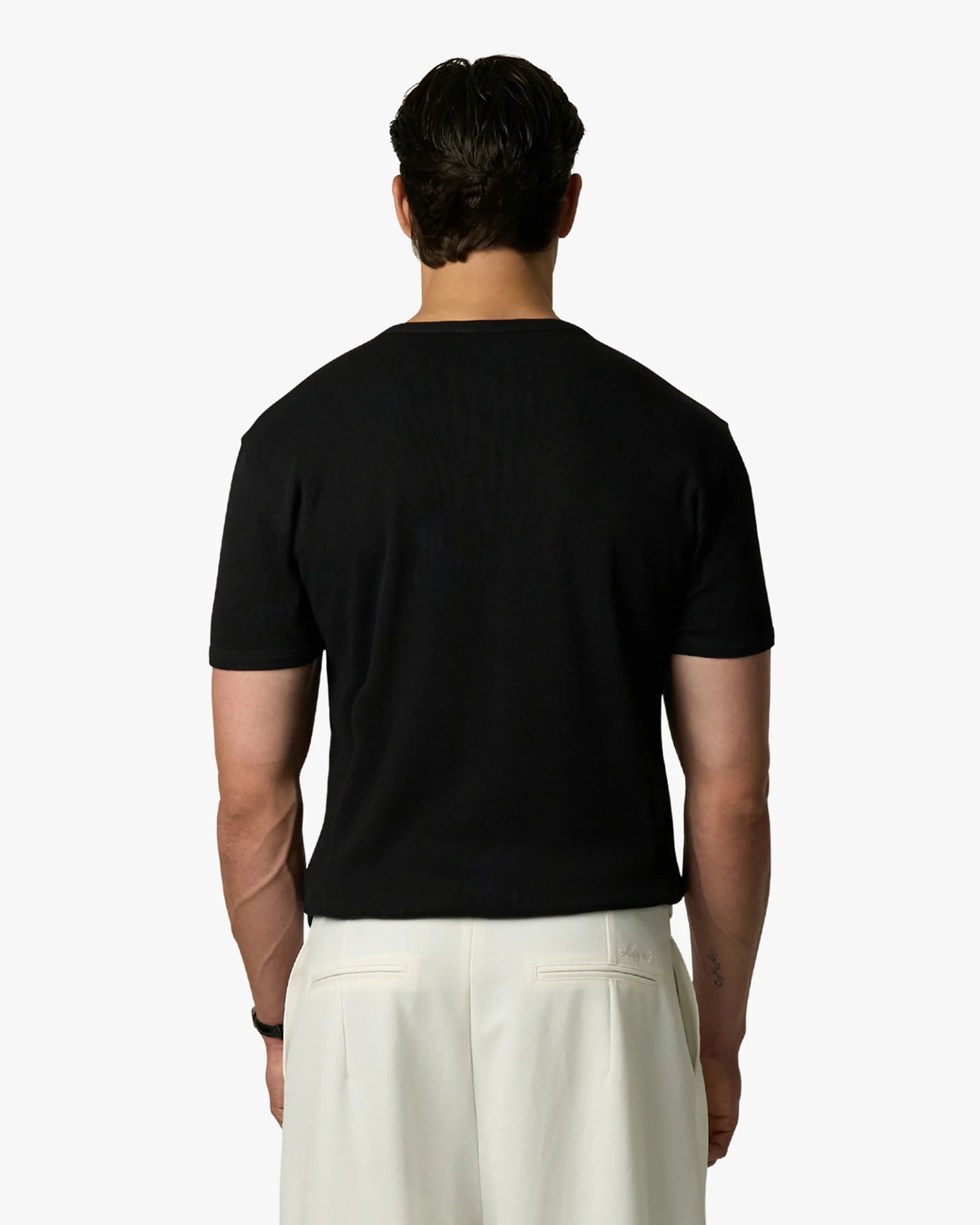Mougins Ribbed Henley T-Shirt | Black
