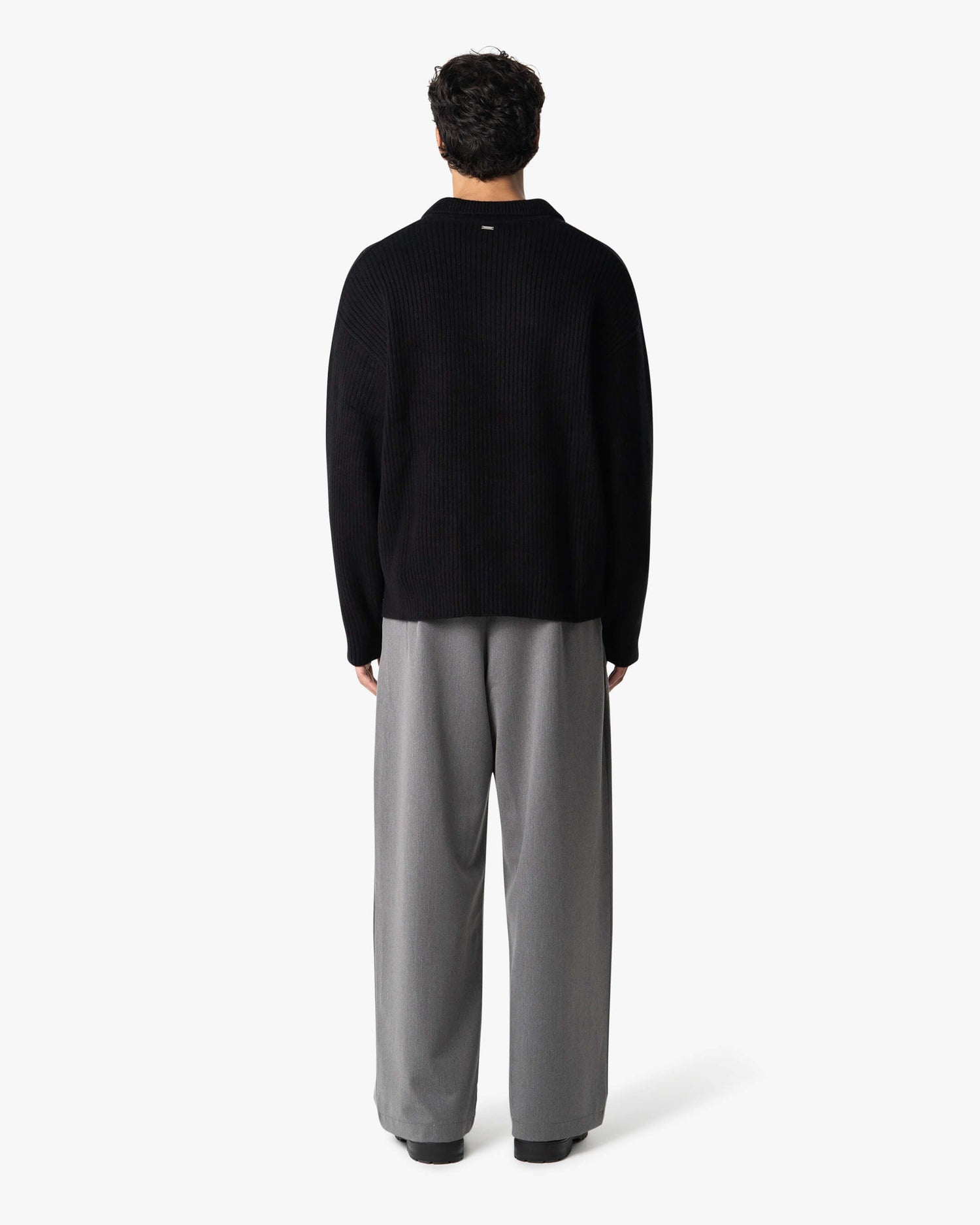 Ravello Oversized Cotton V-Neck Sweater | Black