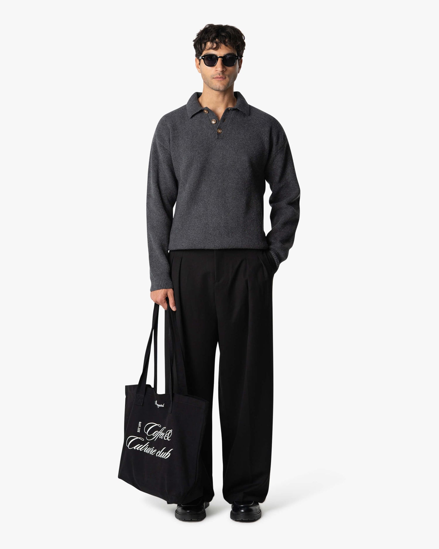 Alessandro Knitted Polo Sweater | Dark Grey