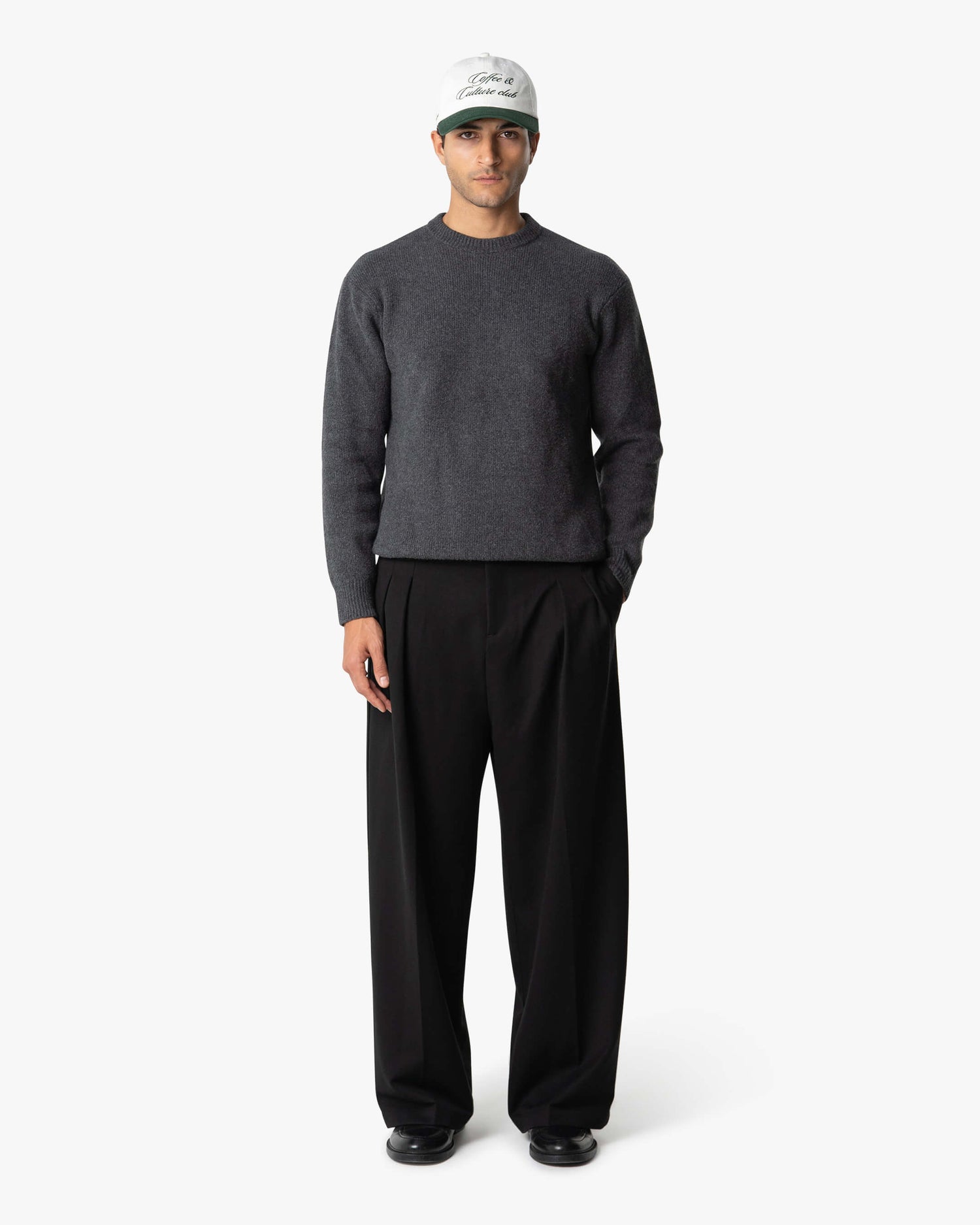 Nuvola Knitted Cotton Crewneck | Dark Grey