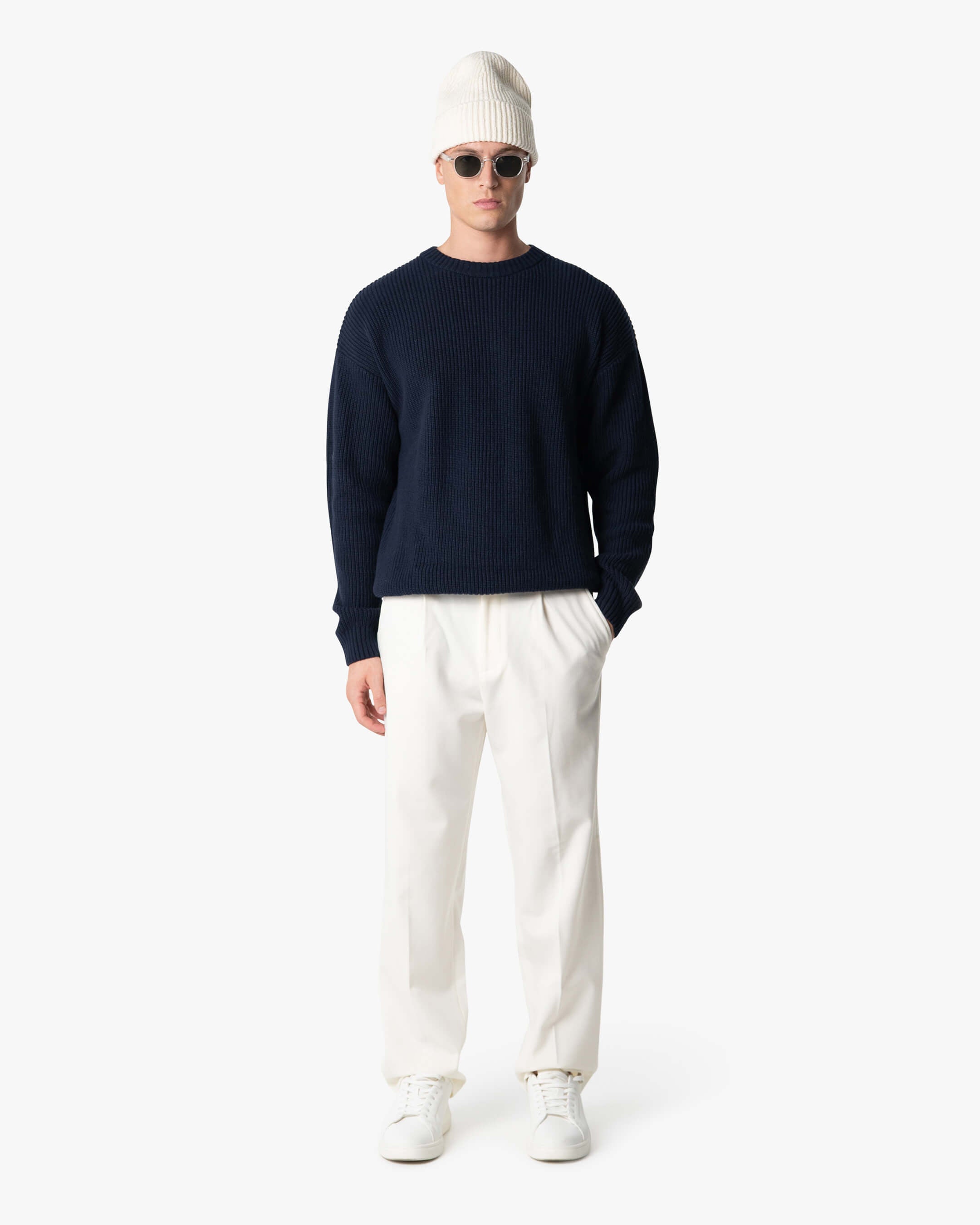 Naval Knitted Cotton Sweater