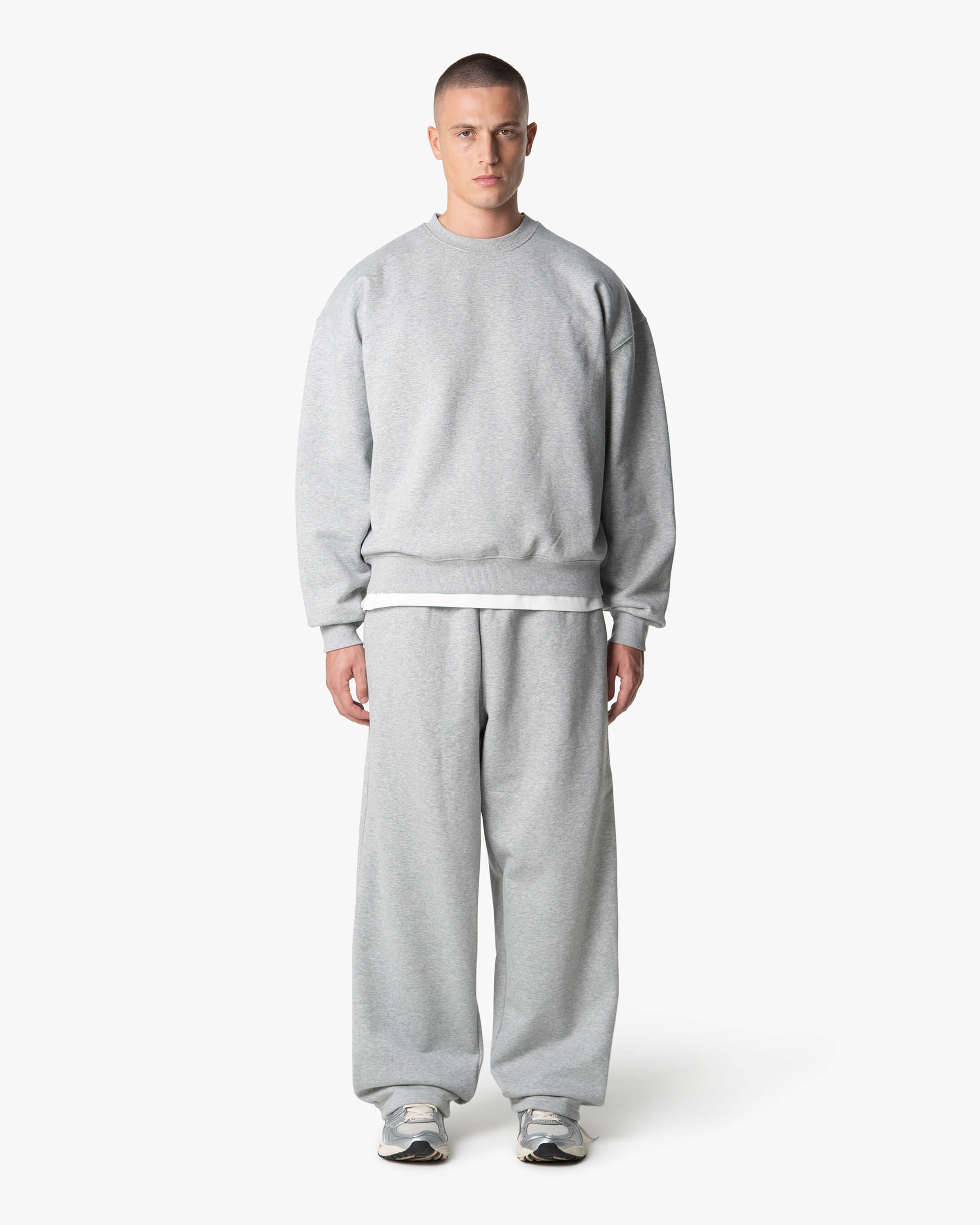 Signature Cotton Oversized Sweater - Grey Melee | Menyard ®