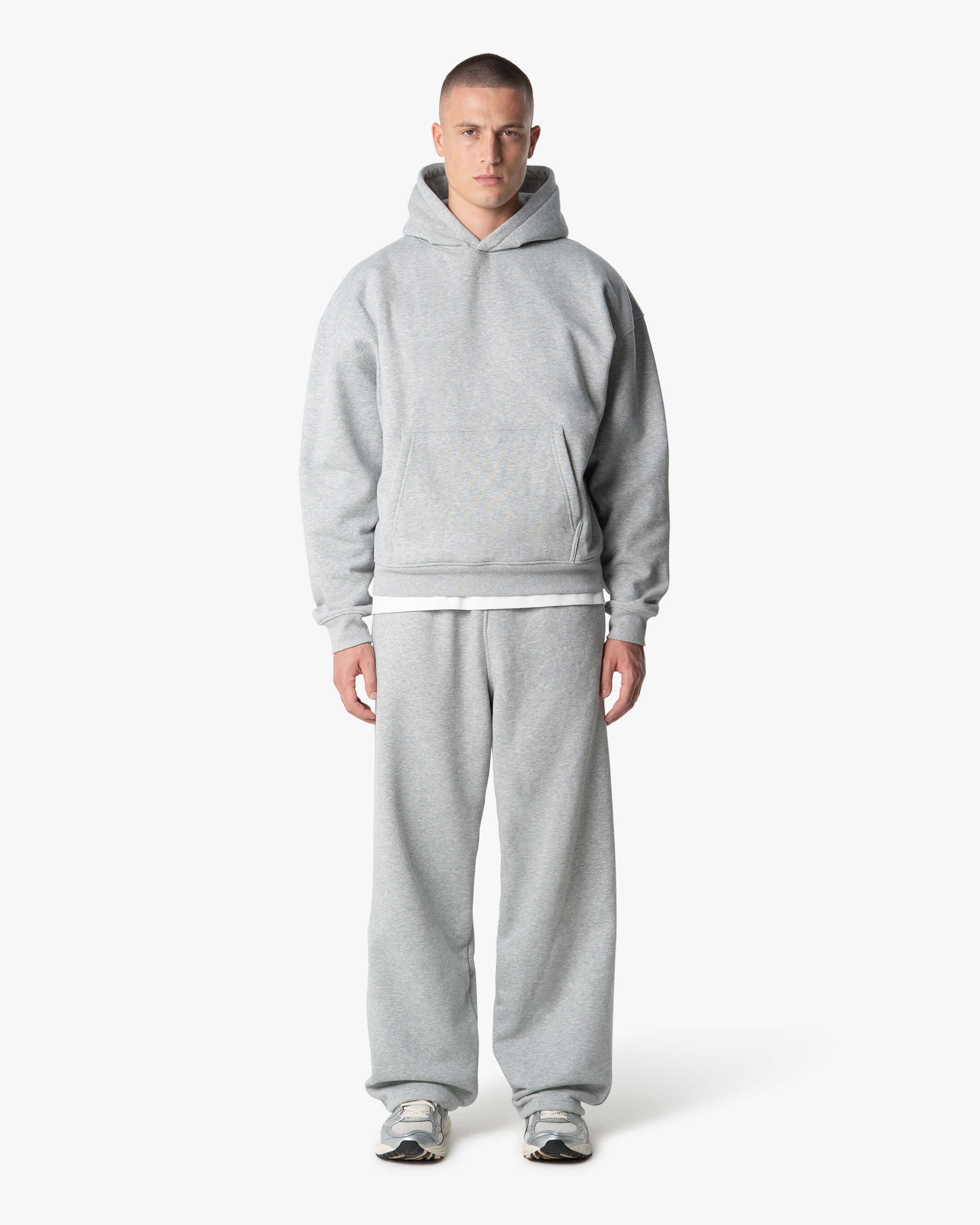 Signature Cotton Oversized Hoodie - Grey Melee | Menyard ®