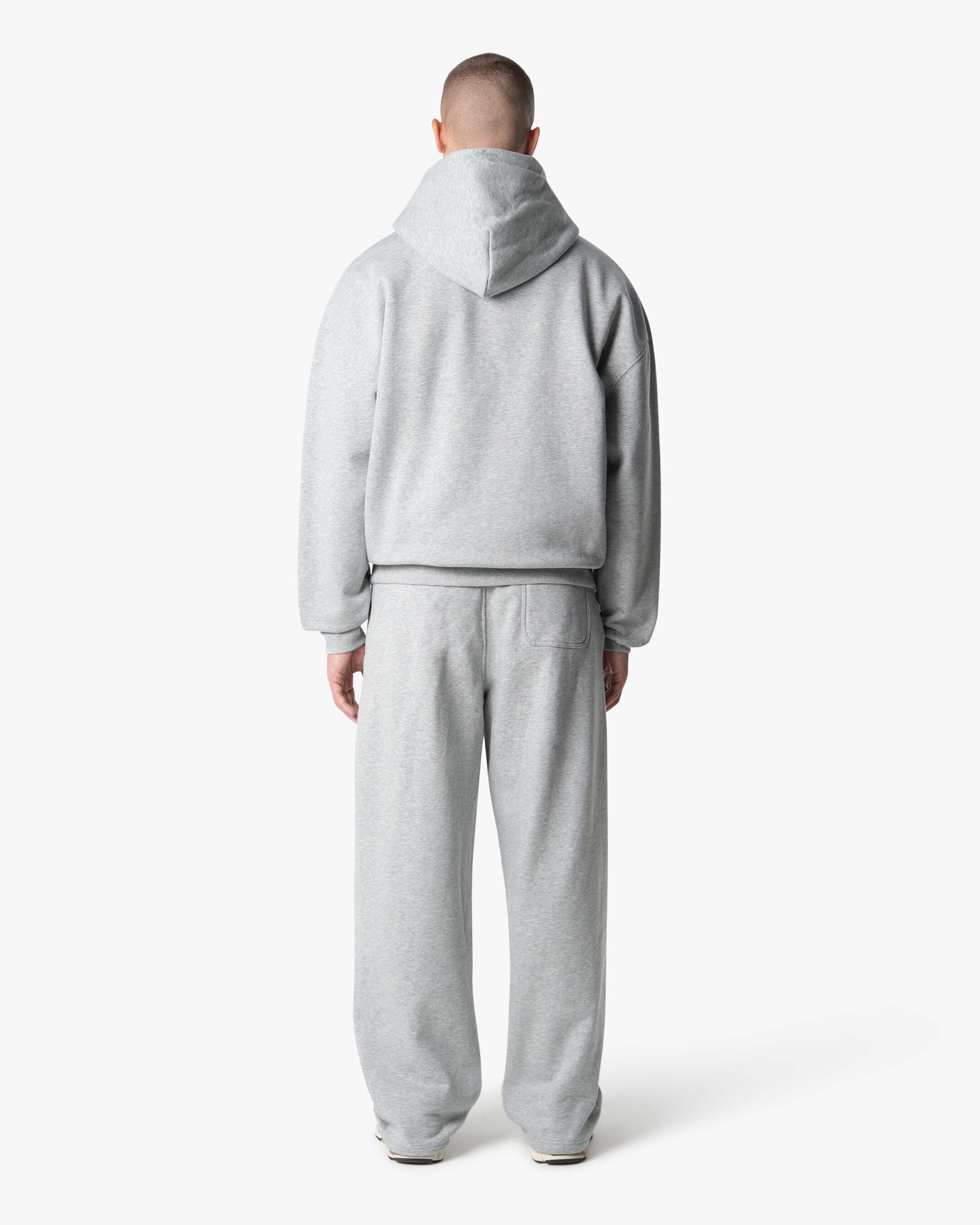 Signature Cotton Oversized Zip Hoodie - Grey Melee | Menyard ®