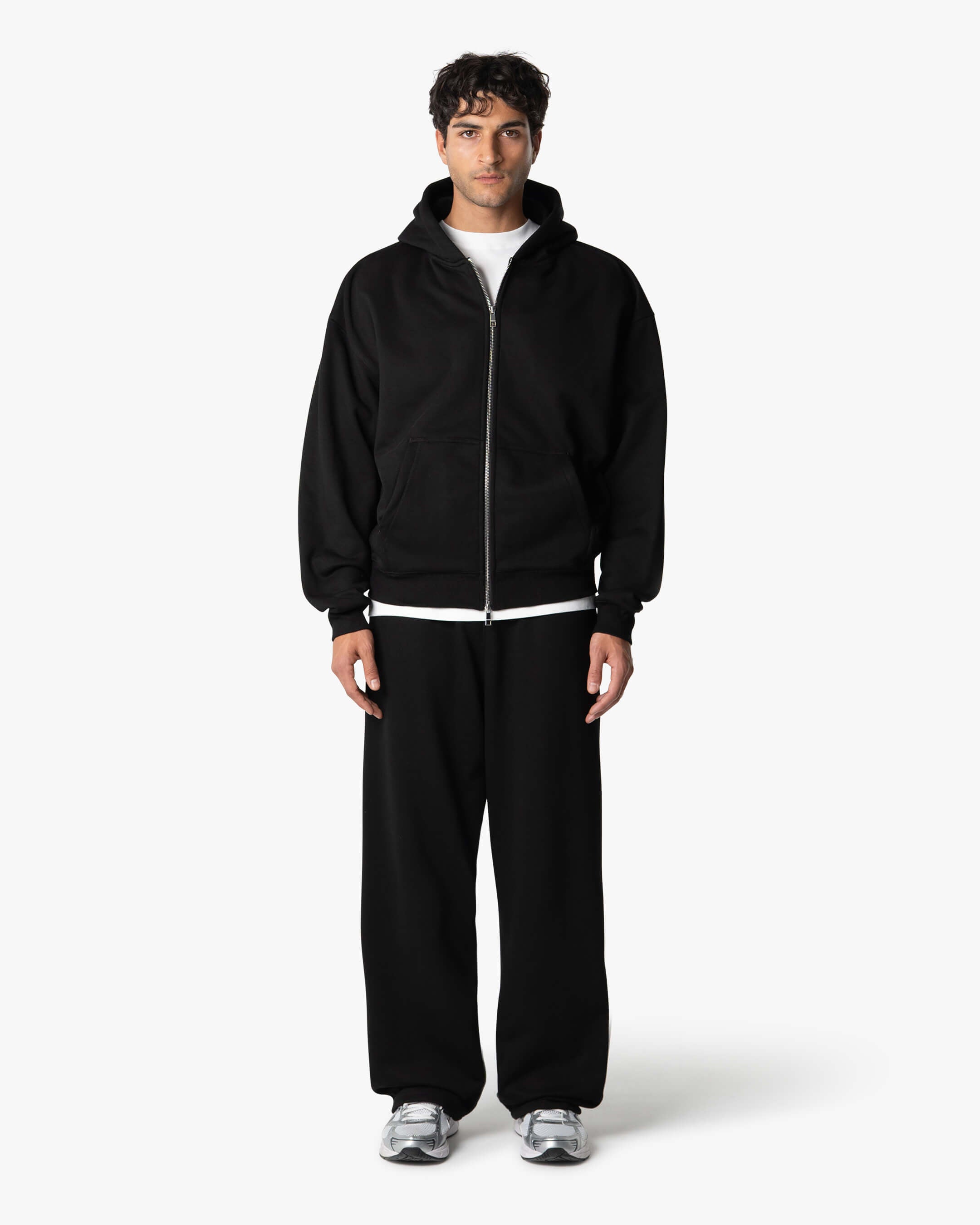 Signature Cotton Oversized Zip Hoodie - Black | Menyard ®