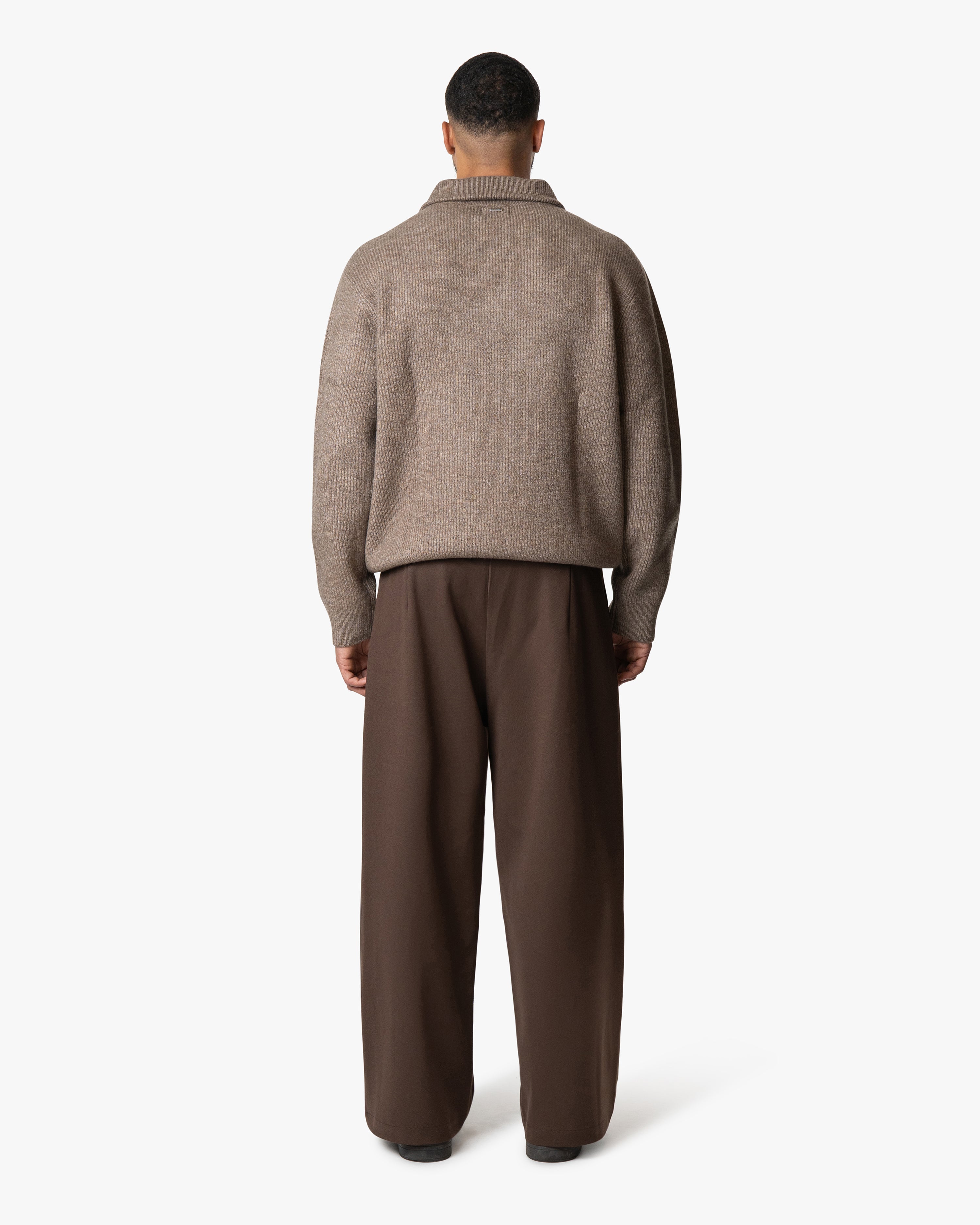 Sontuso Knitted Half-Zip Sweater - Beige Melee | Menyard ®