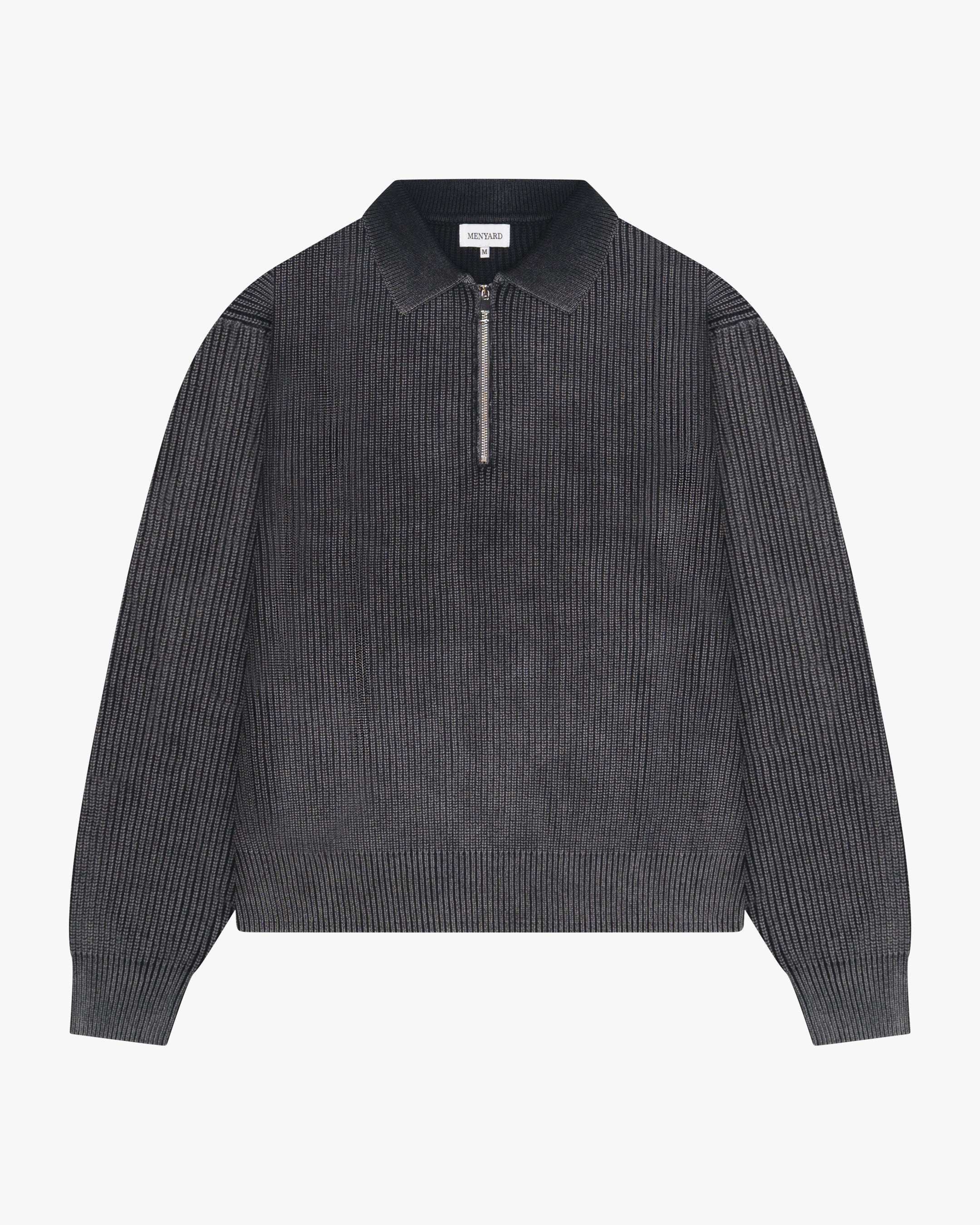 orimi ニットポロ Orazio Cotton Half-Zip Polo Sweater - Acid Grey | Menyard ®