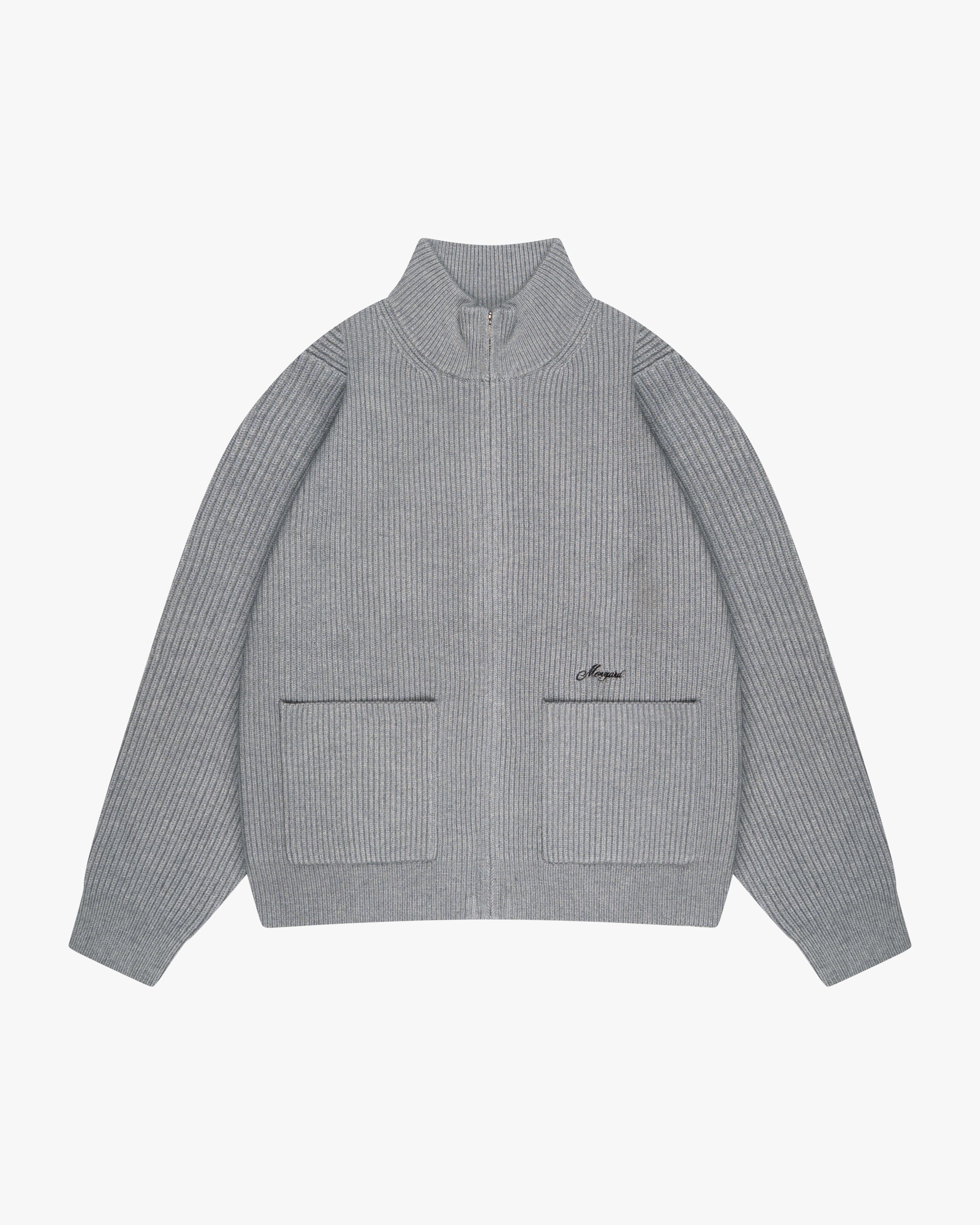 Giacca Heavy Knitted Zip-Up Cardigan - Grey Melee | Menyard ®
