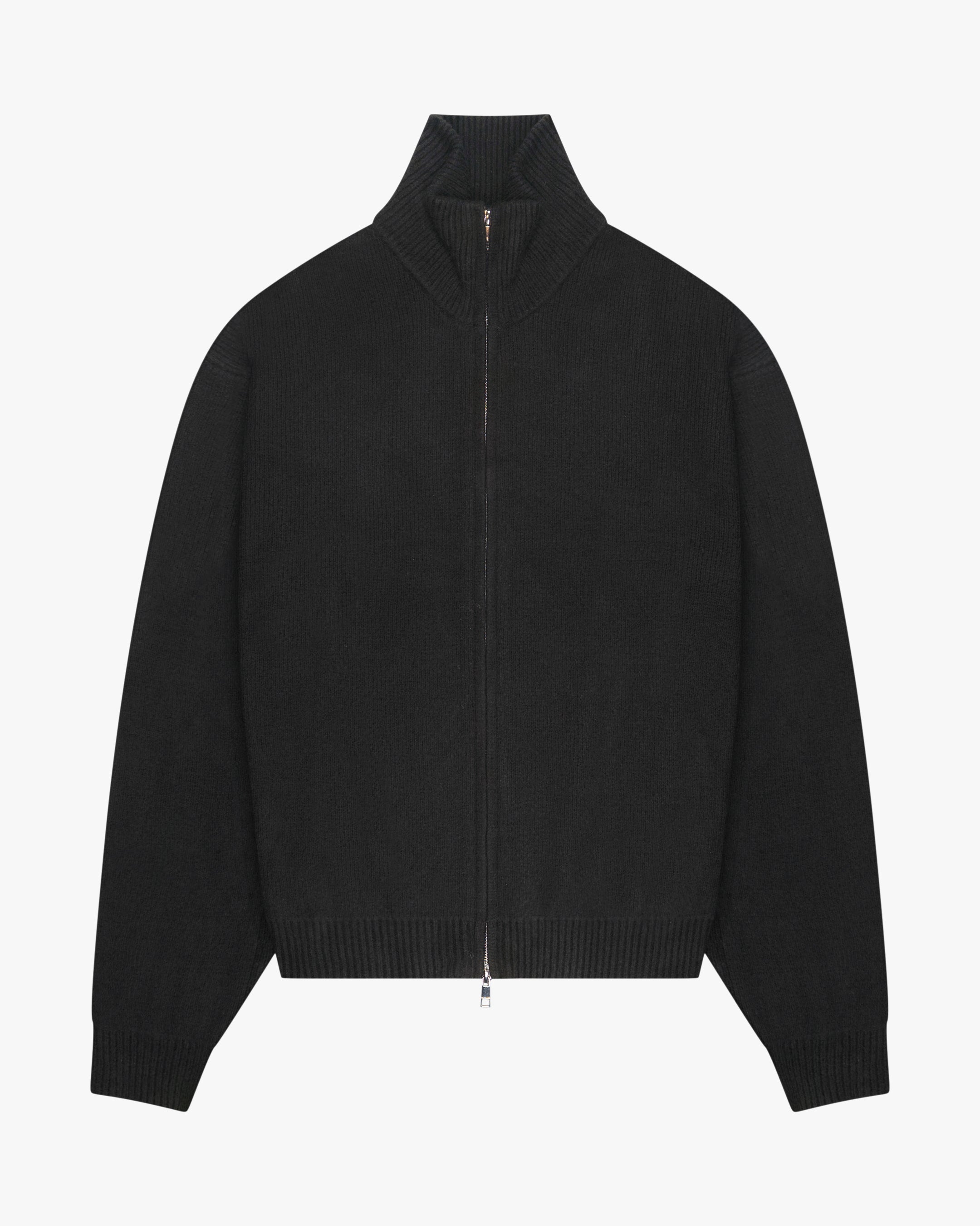 Ventura Cotton Zip-Up Cardigan - Black Melee | Menyard ®