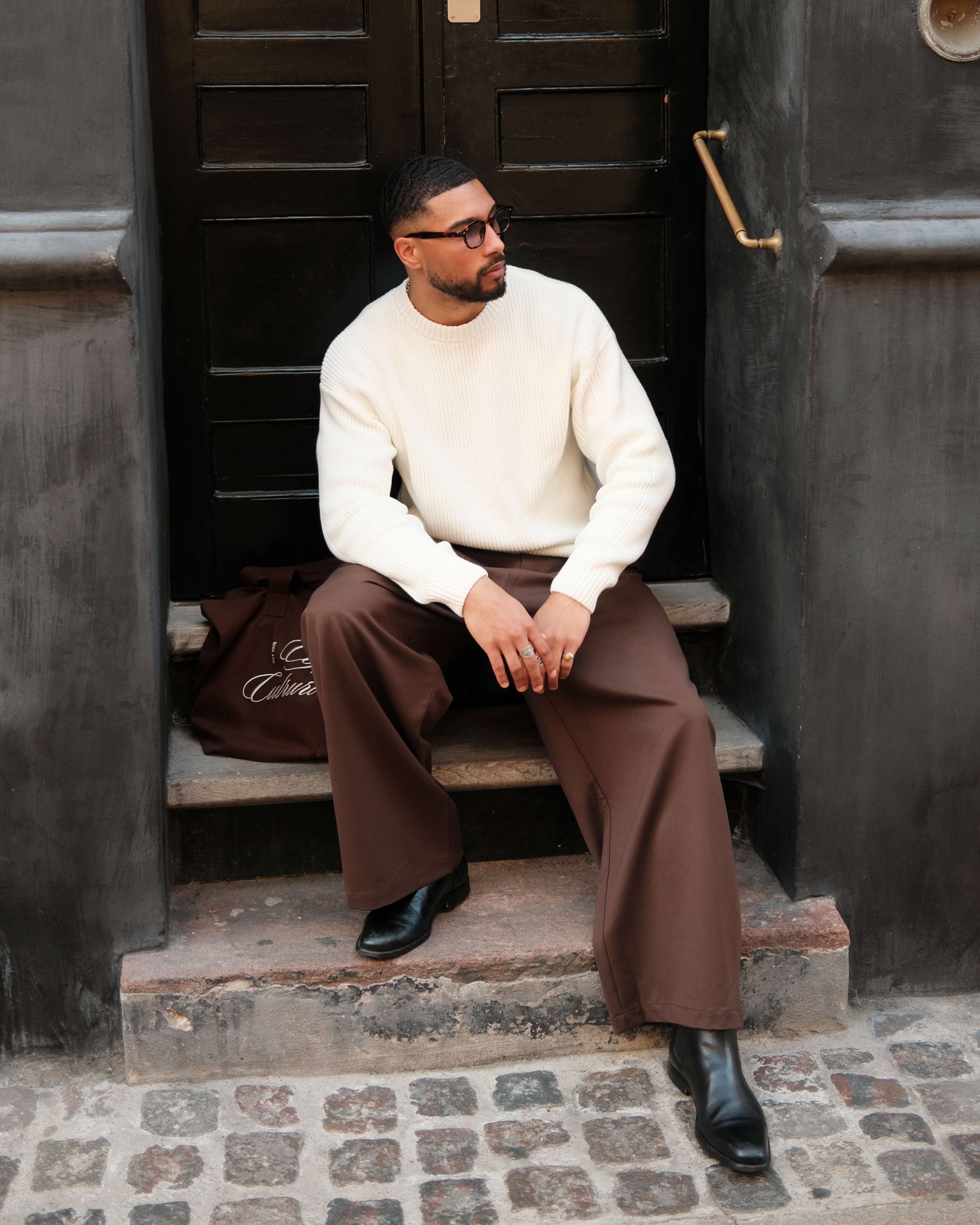 Naval Knitted Cotton Sweater