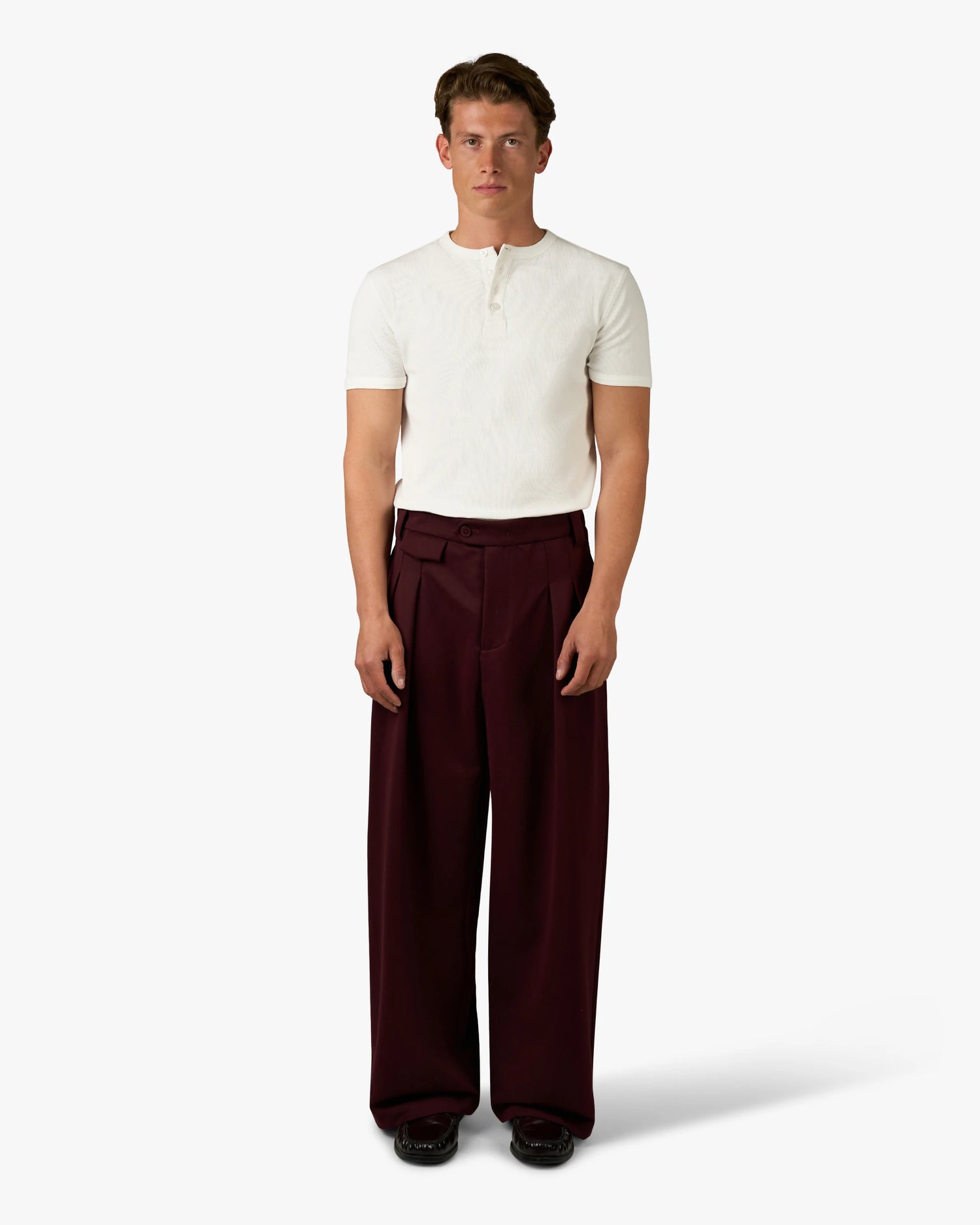 Mougins Ribbed Henley T-Shirt | White