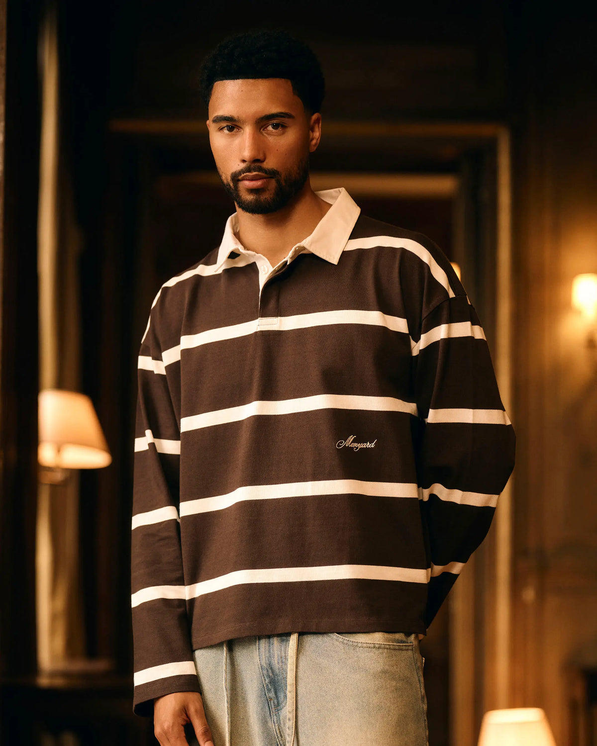 Broker Longsleeve Polo | Brown/Ecru