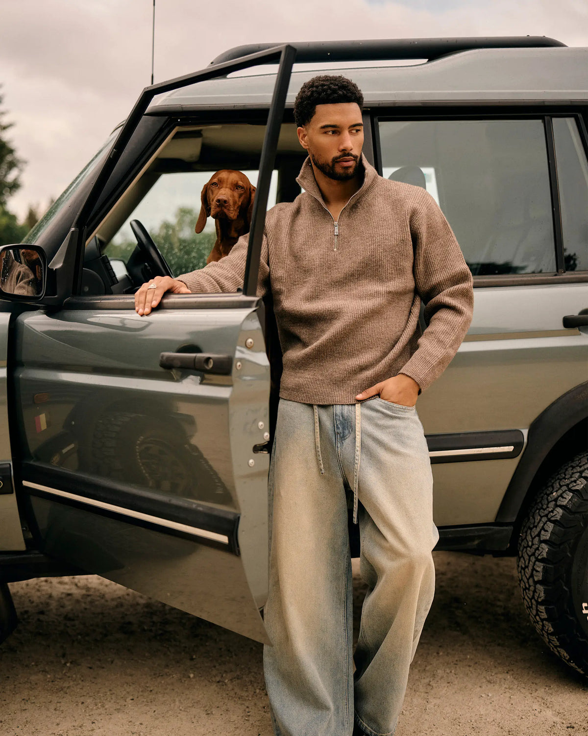 Sontuso Knitted Half-Zip Sweater | Light Brown