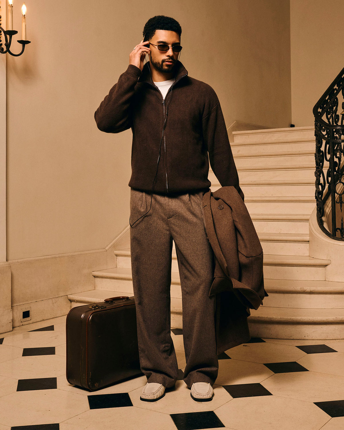 Ventura Cotton Zip-Up Cardigan | Dark Brown