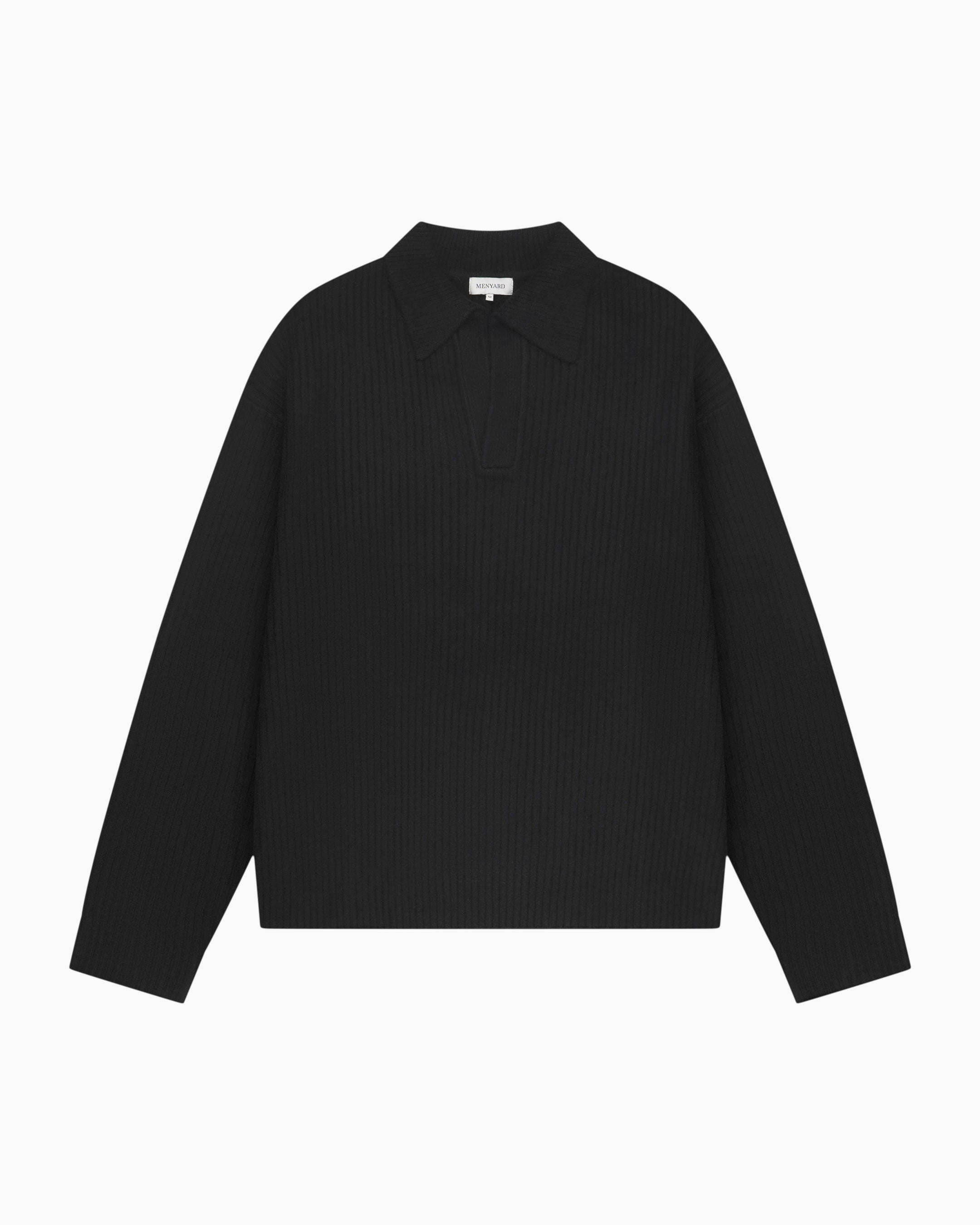 Ravello Oversized Cotton V-Neck Sweater - Black | Menyard ®