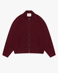 Signore Brushed Zip-Up Cardigan | Burgundy flatlay
