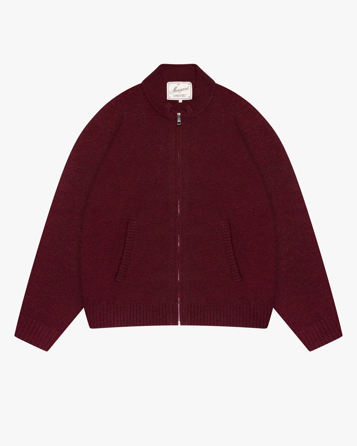 Signore Brushed Zip-Up Cardigan | Burgundy
