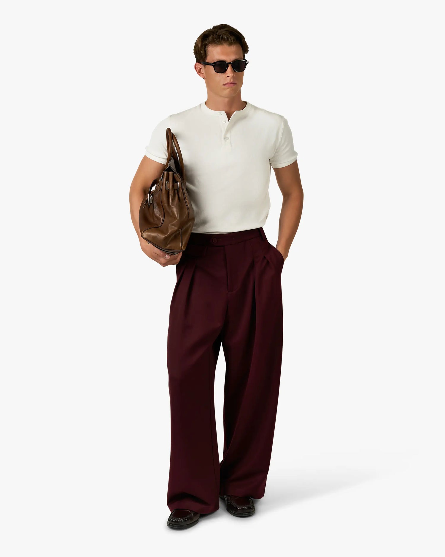Mougins Ribbed Henley T-Shirt | White