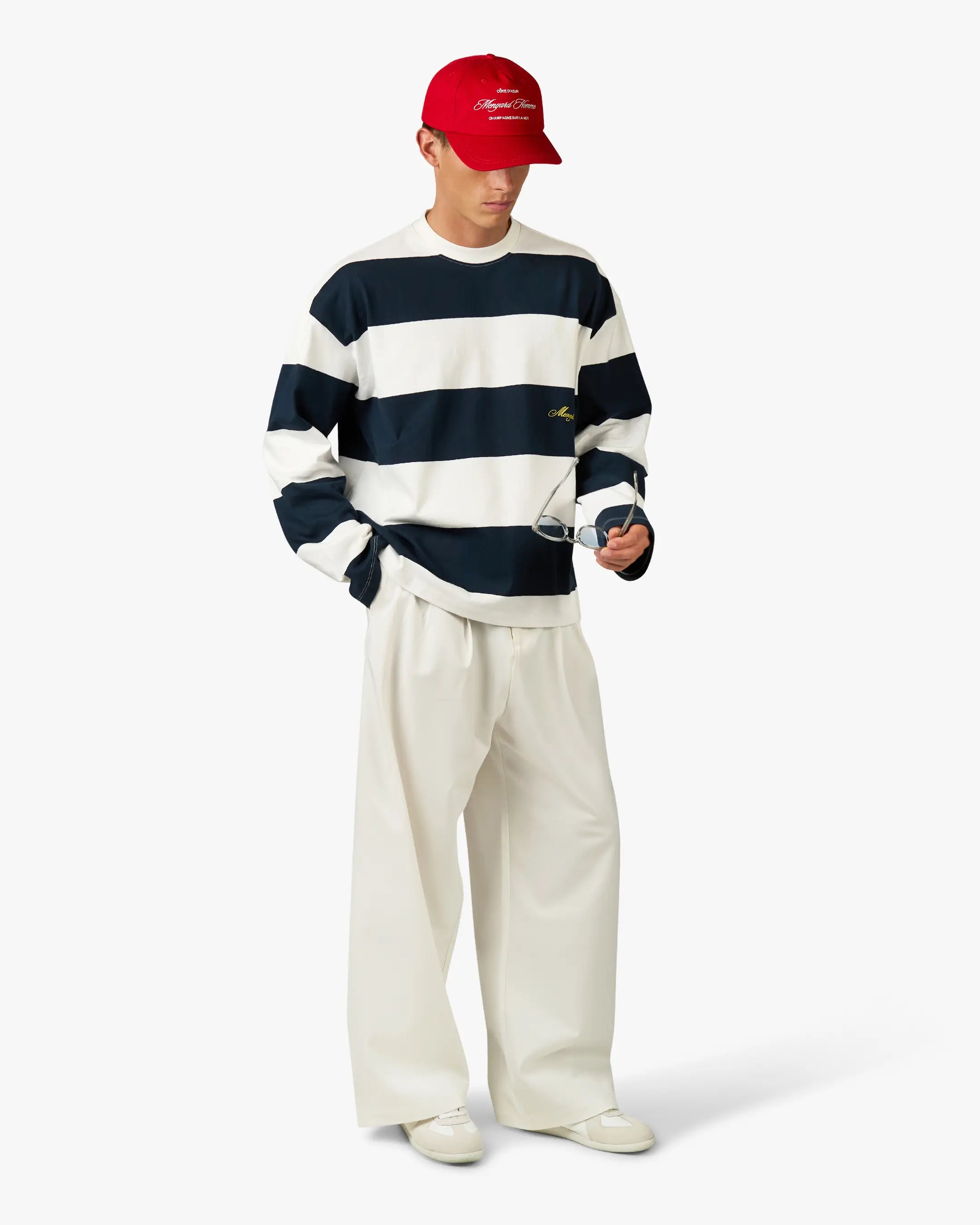 Striped Boxy Longsleeve | Dark Blue/White