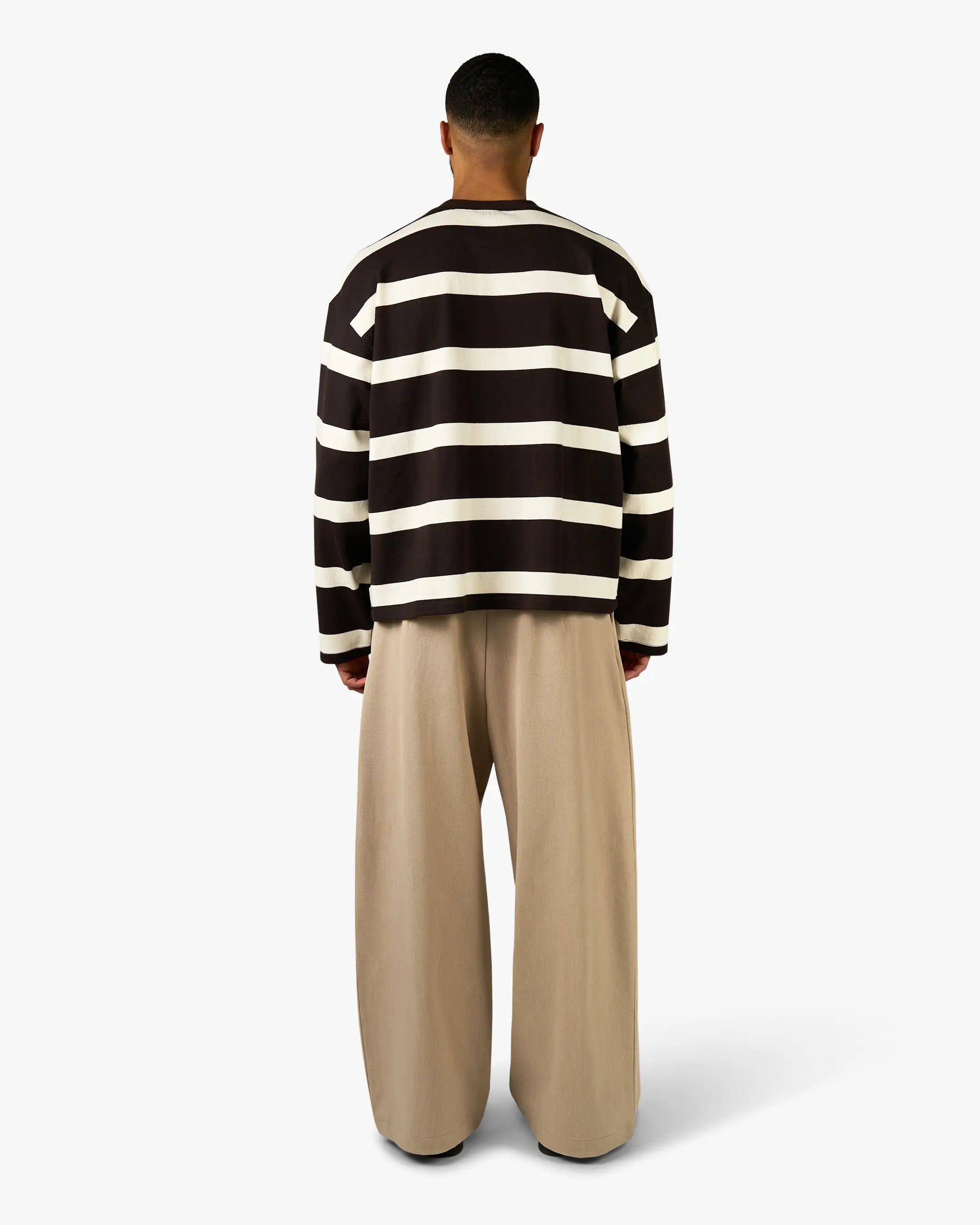 Striped Boxy Longsleeve | Ecru/Dark Brown