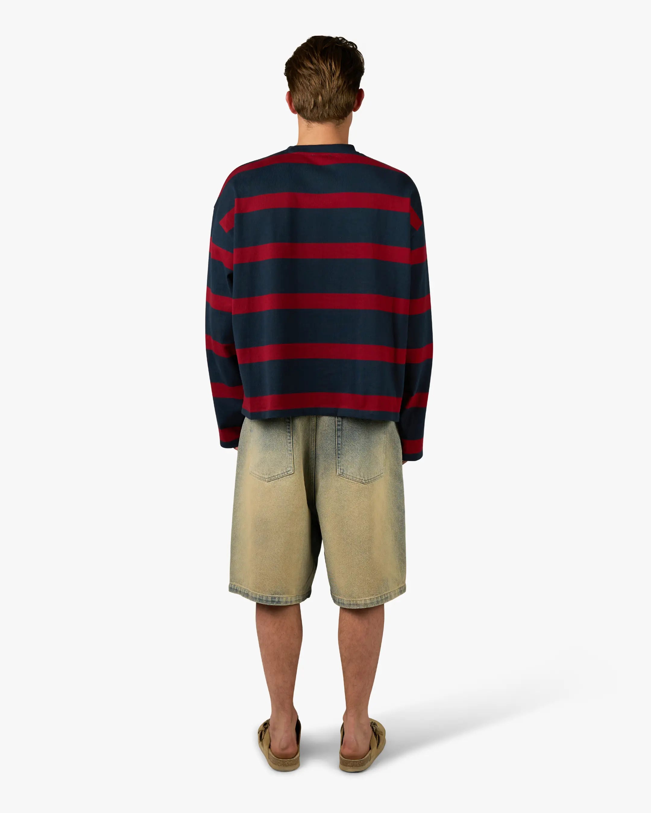 Striped Boxy Longsleeve | Navy/Burgundy