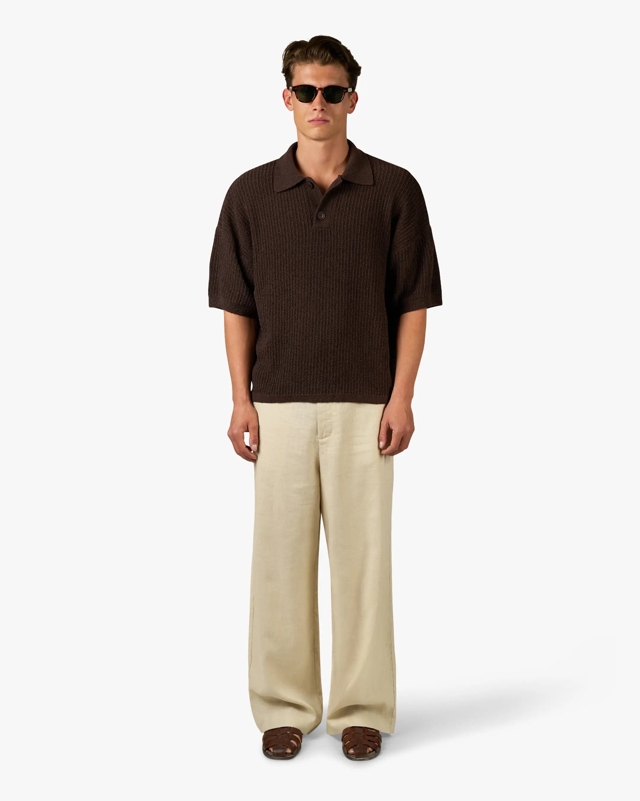 Biot Knitted Polo | Brown