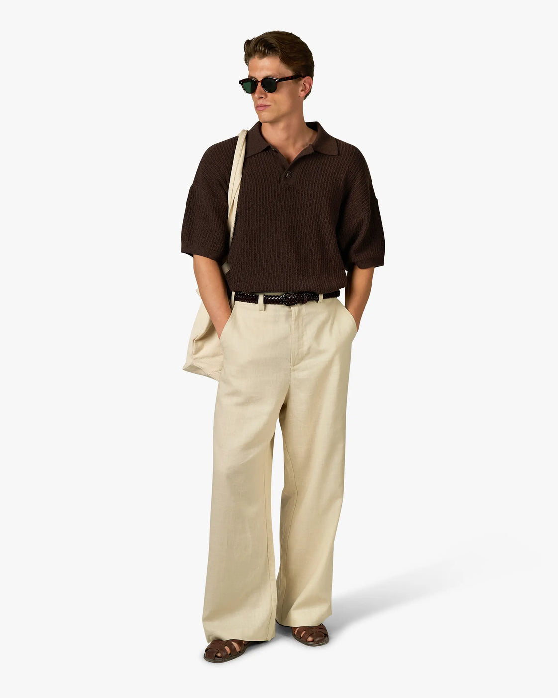 Biot Knitted Polo | Brown