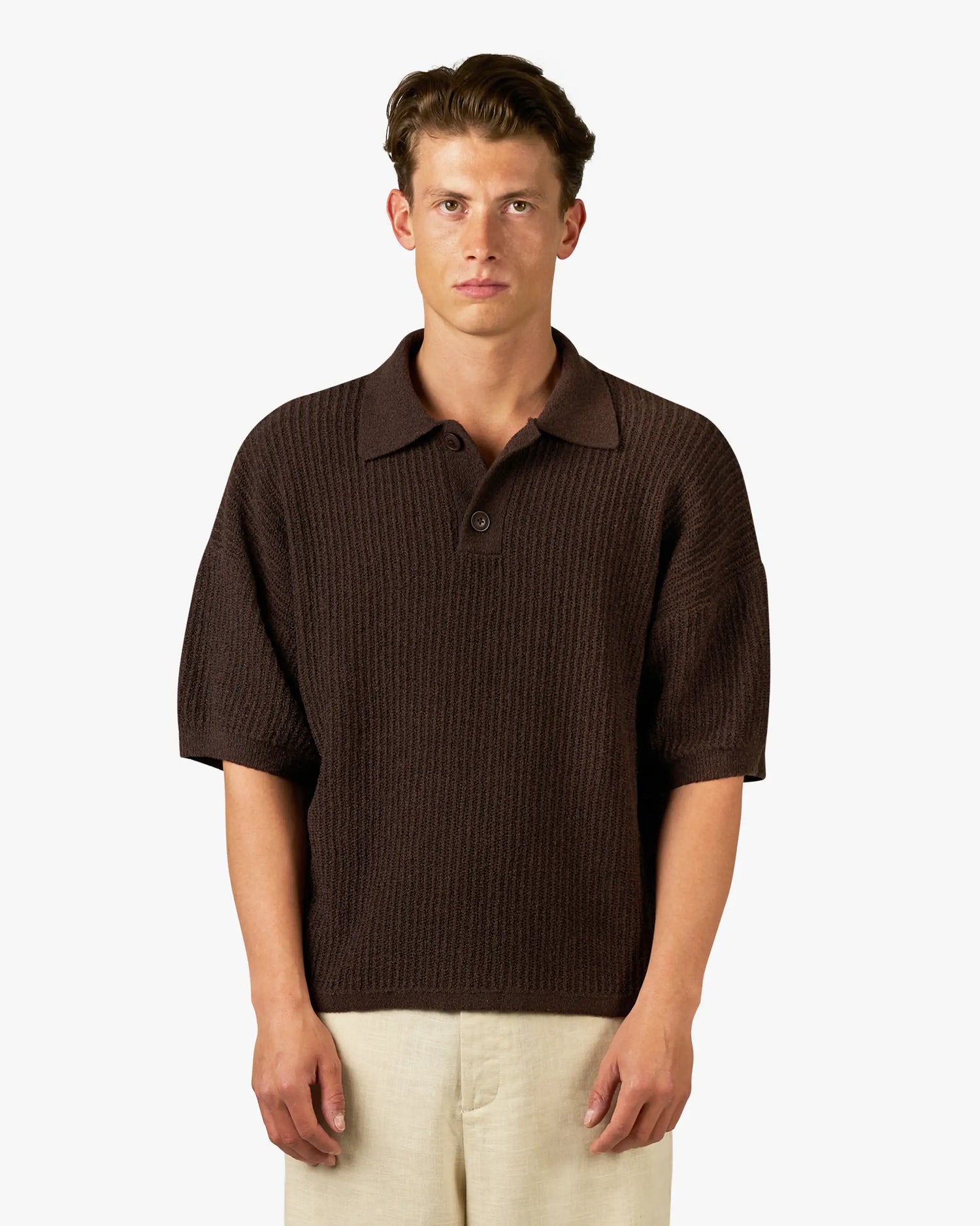 Biot Knitted Polo | Brown