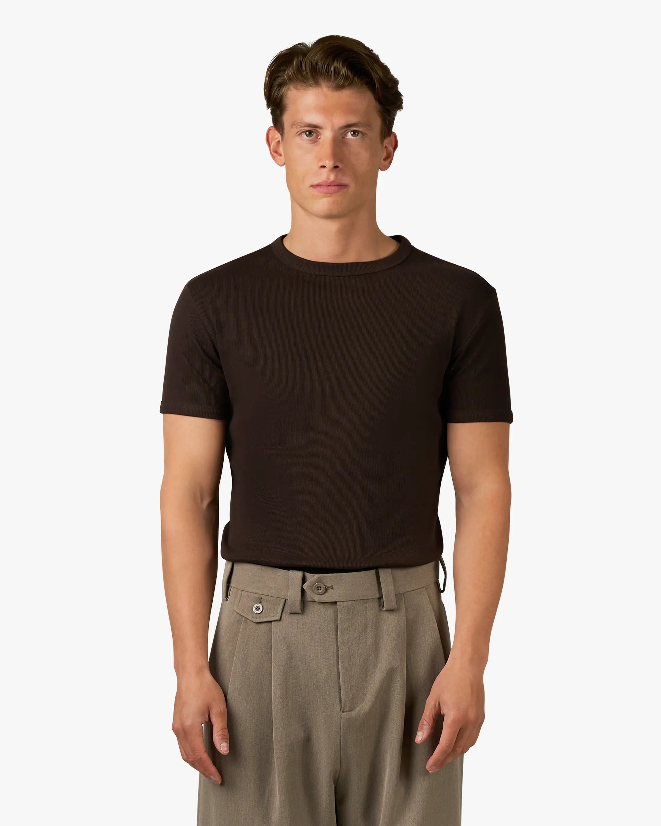 Ribbed T-Shirt | Brown