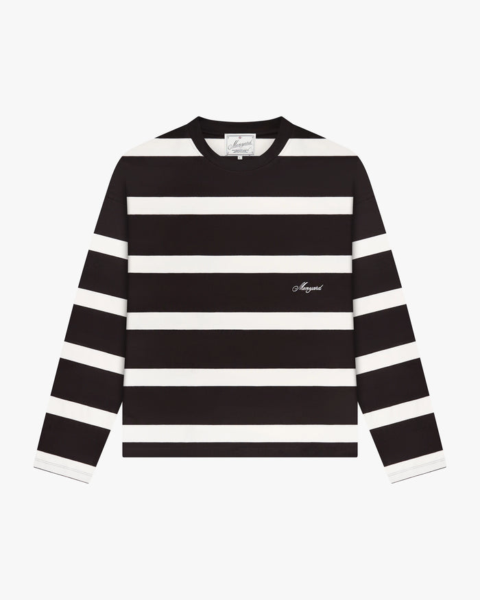 Striped Boxy Longsleeve | Ecru/Dark Brown
