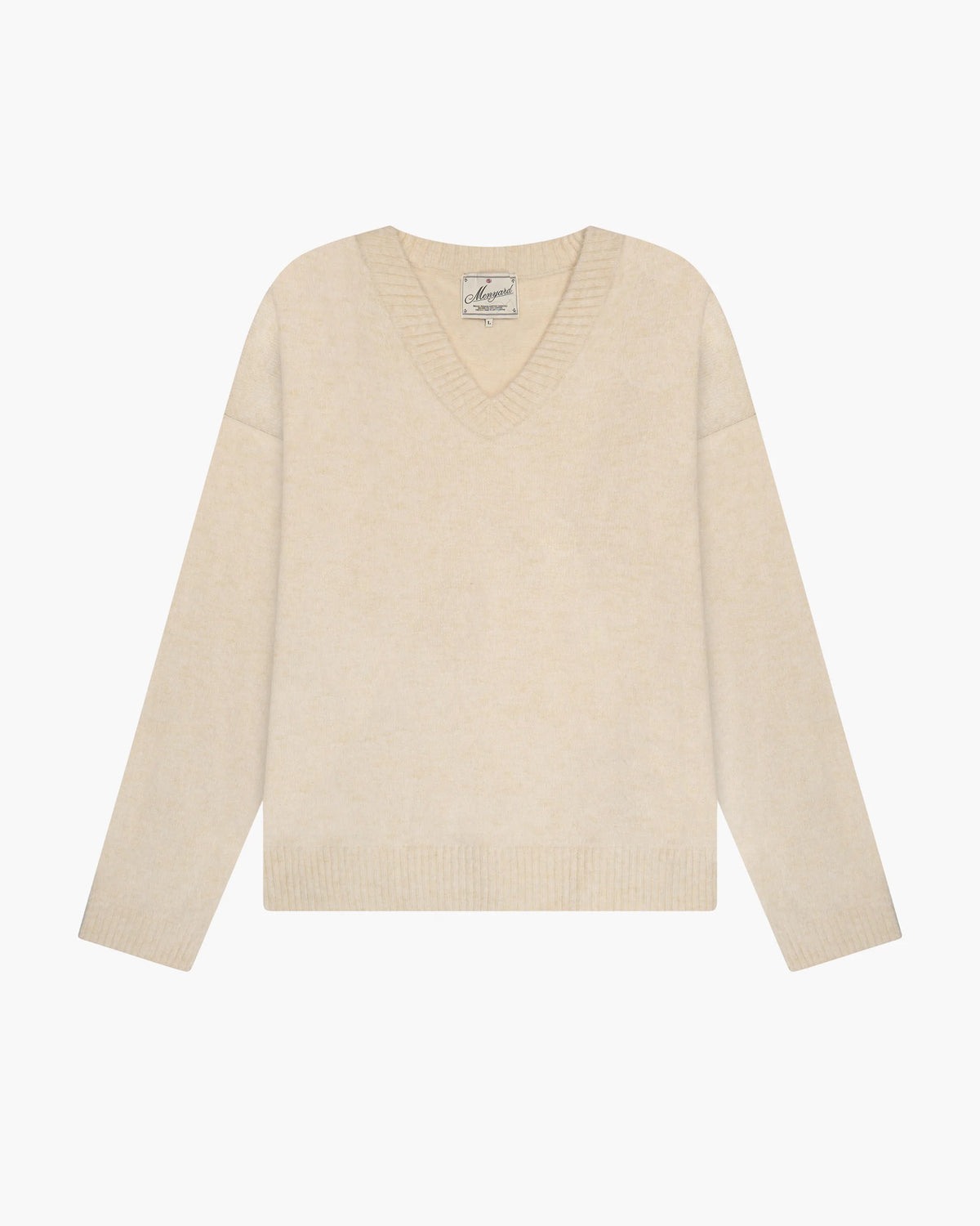 Trade V-Neck Knit | Ecru flatlay