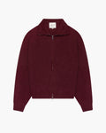 Ventura Cotton Zip-Up Cardigan | Burgundy flatlay