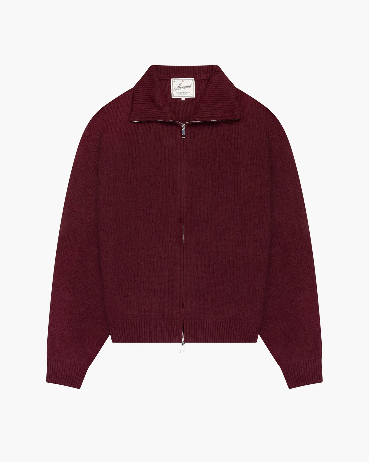 Ventura Cotton Zip-Up Cardigan | Burgundy flatlay