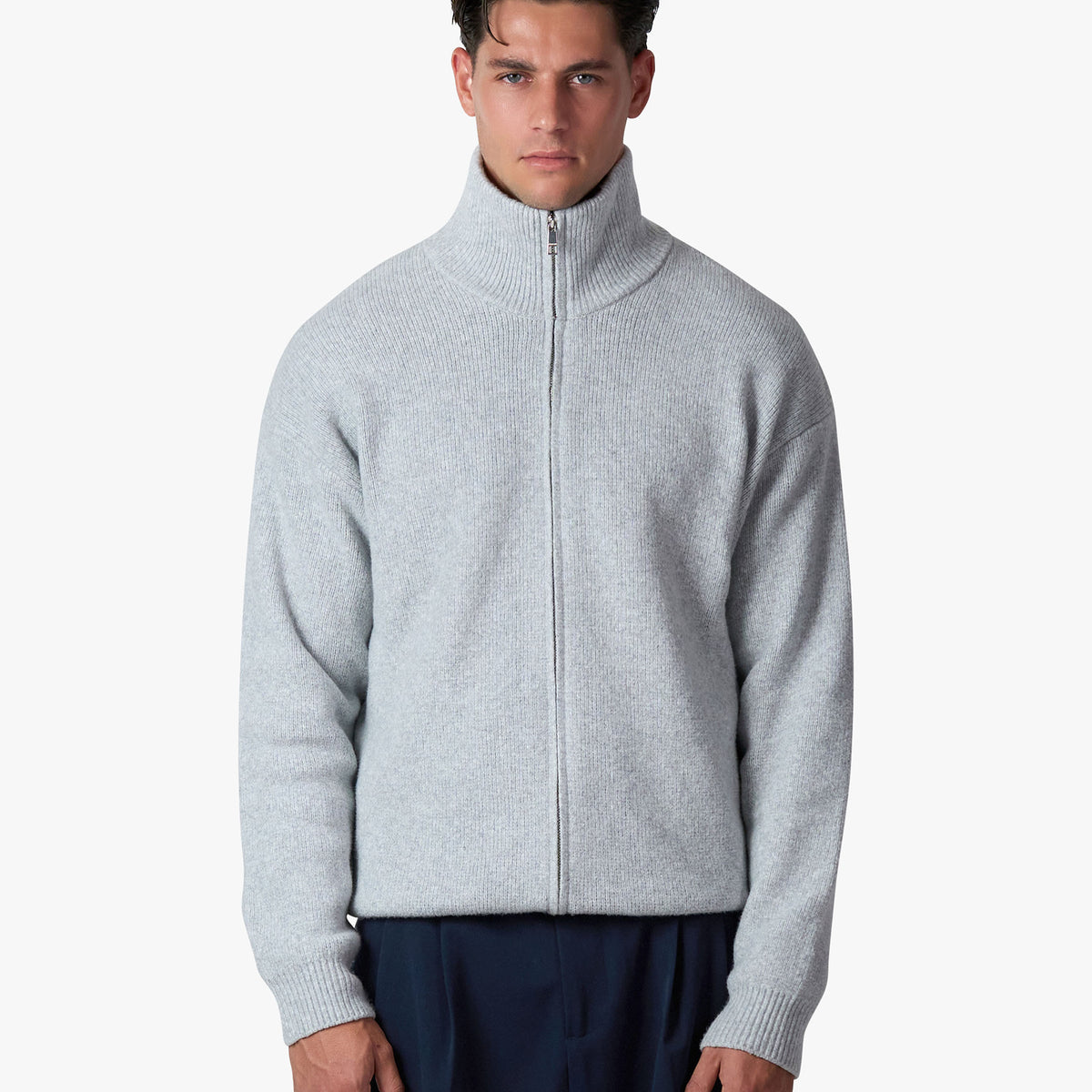 トップス A MACHINE slit cardigan gray Ventura Cotton Zip-Up Cardigan - Grey Melee | Menyard ®