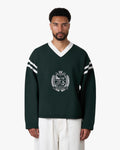 Badge V-Neck Knit | Green