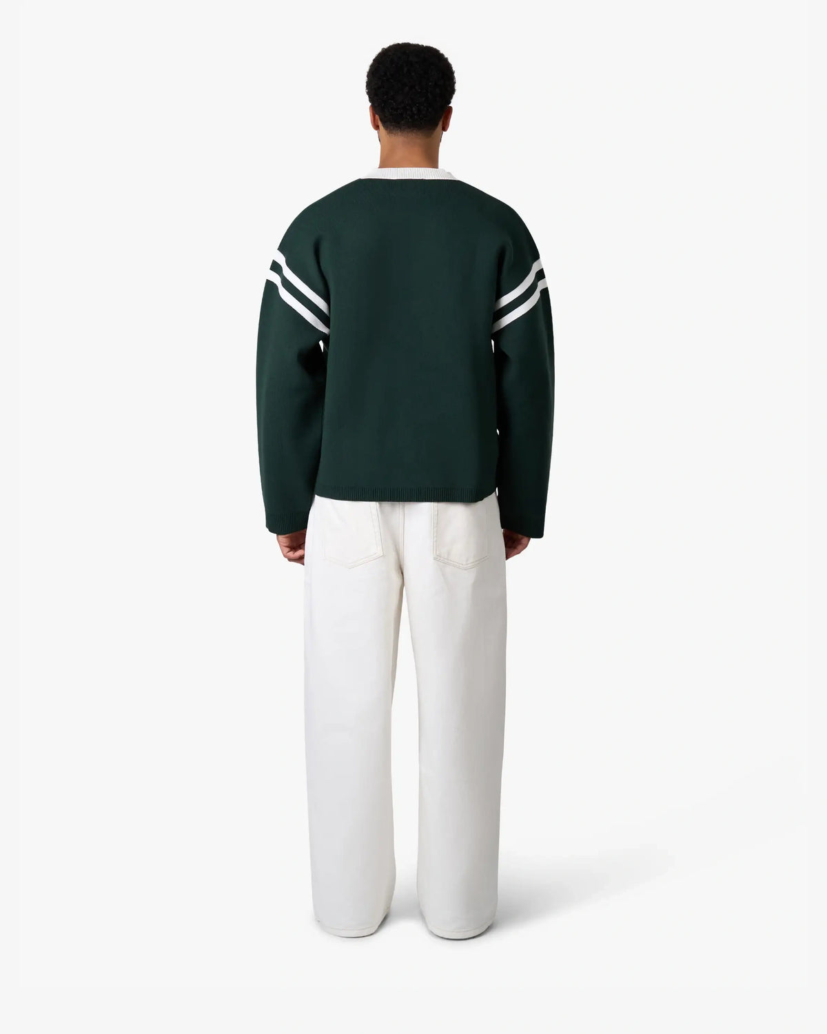 Badge V-Neck Knit | Green