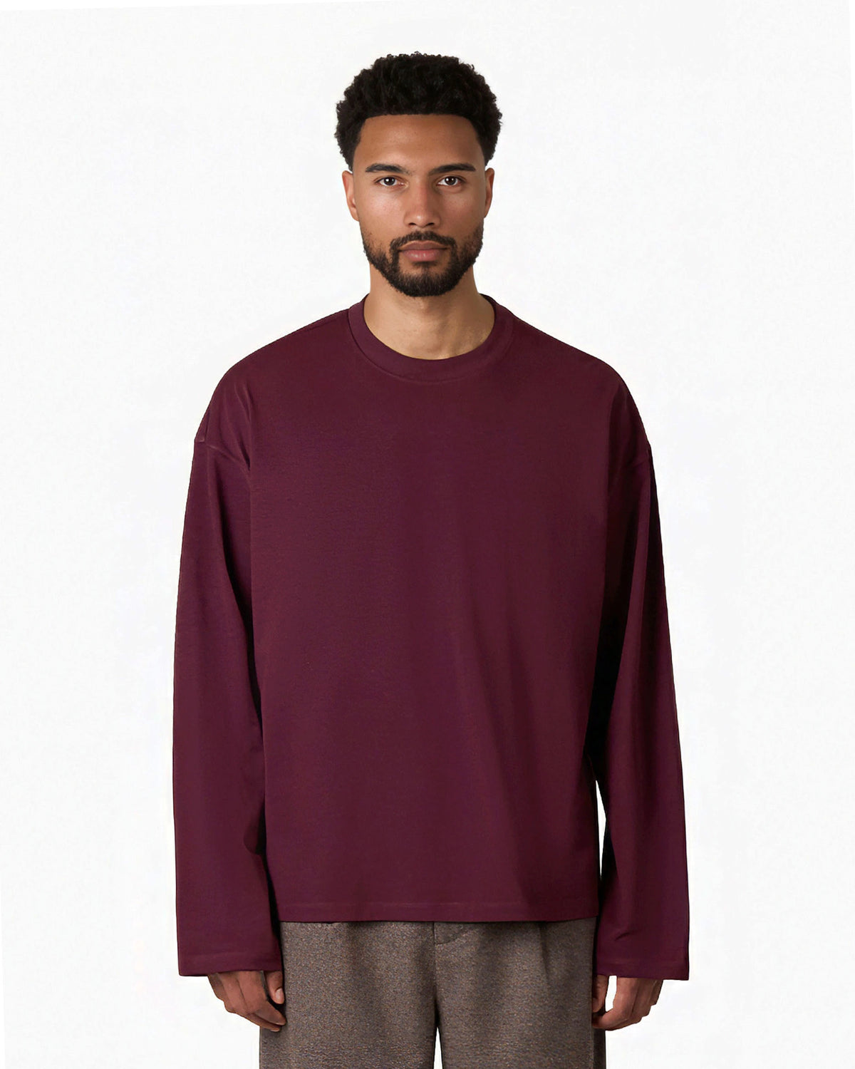 Blank Boxy Longsleeve | Burgundy