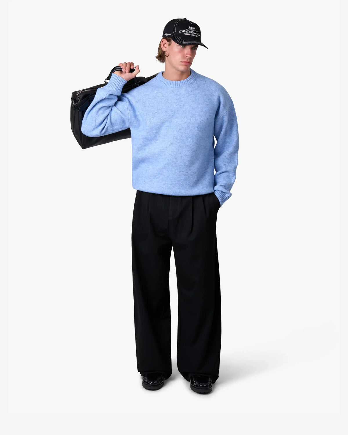 Brixton Wool-Blend Brushed Sweater | Blue