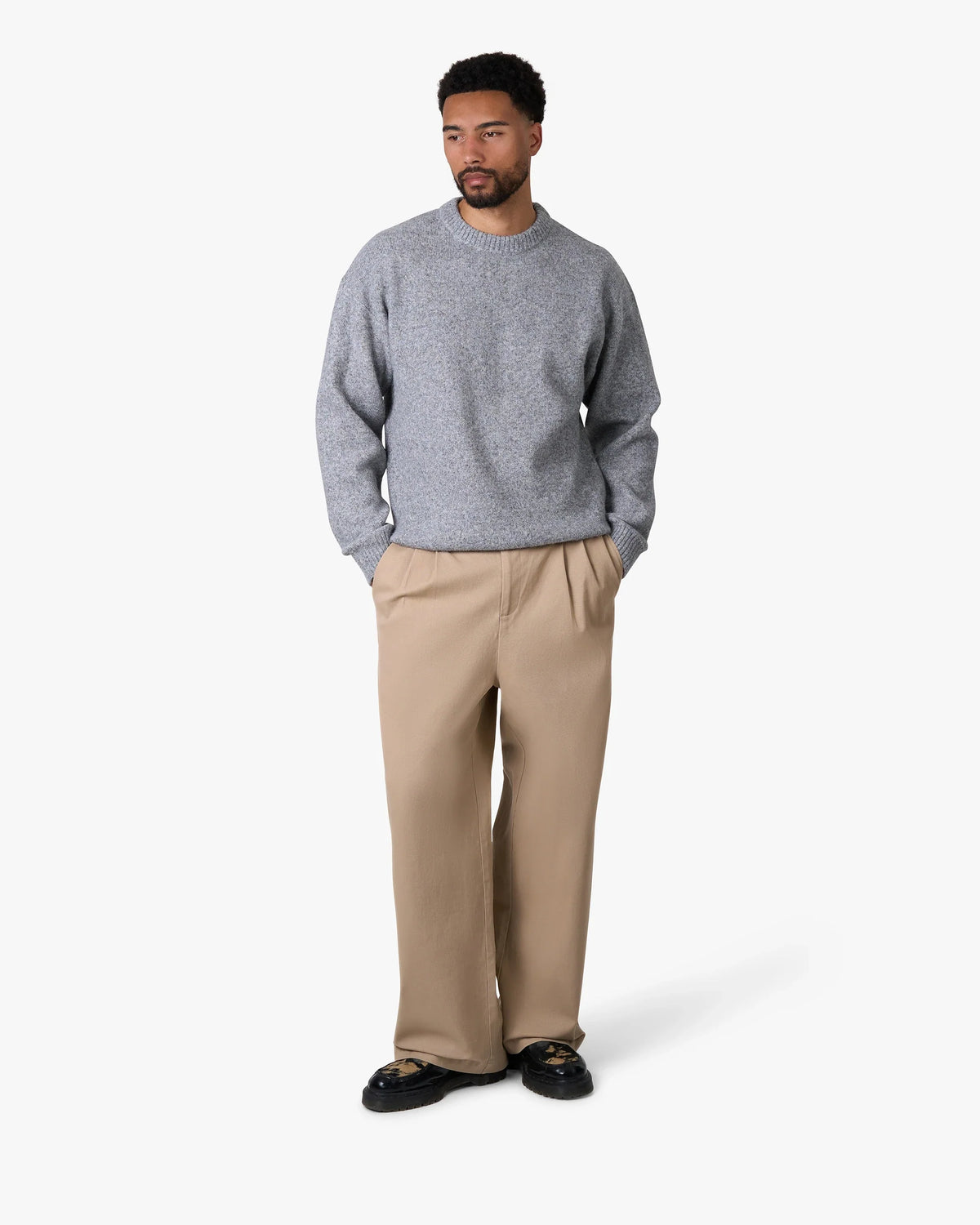 Brixton Wool-Blend Brushed Sweater | Grey Melee