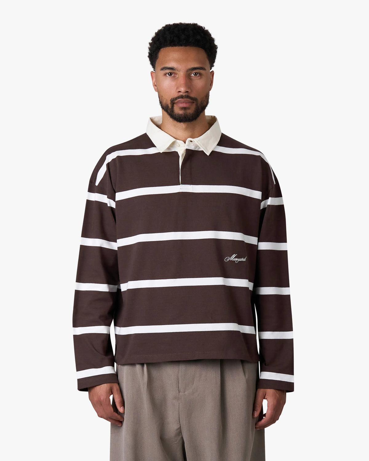 Broker Longsleeve Polo | Brown/Ecru