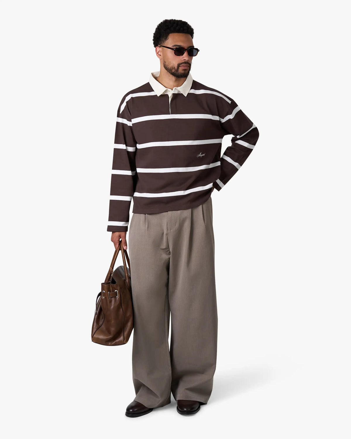 Broker Longsleeve Polo | Brown/Ecru