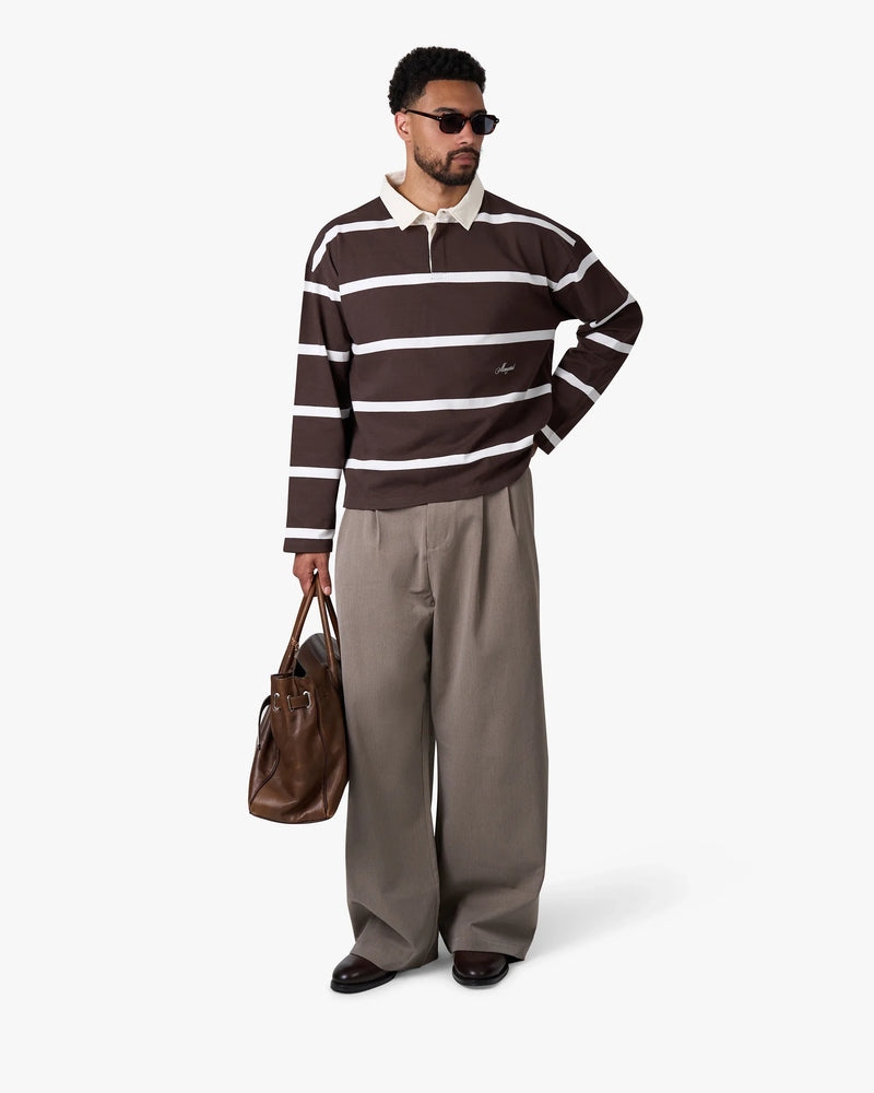 Broker Longsleeve Polo | Brown/Ecru