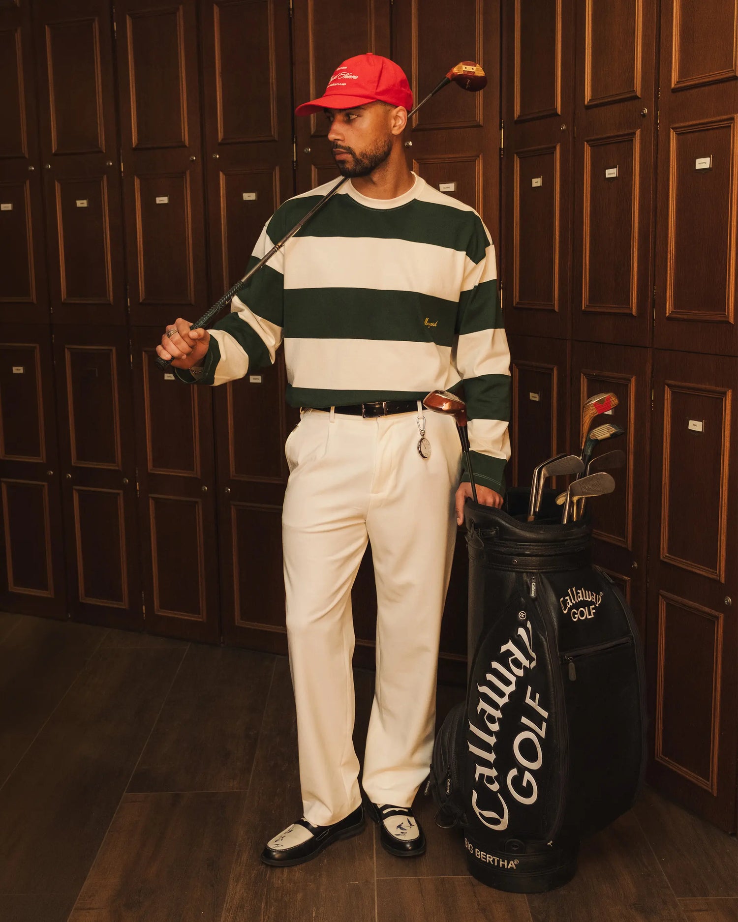 Striped Boxy Longsleeve | Dark Green/Ecru