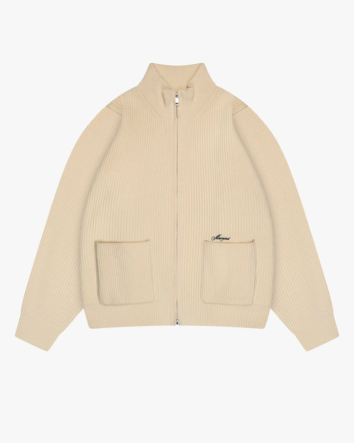 Giacca Heavy Knitted Zip-Up Cardigan | Ecru