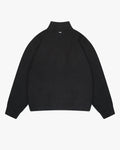 Giacca Heavy Knitted Zip-Up Cardigan | Black flatlay back