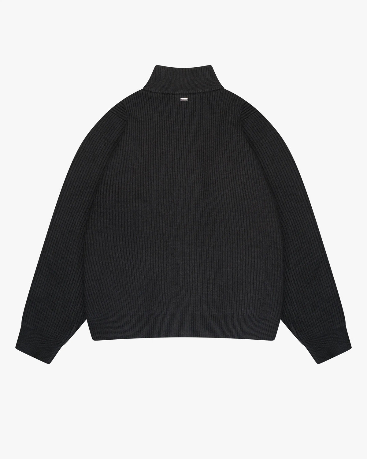 Giacca Heavy Knitted Zip-Up Cardigan | Black flatlay back